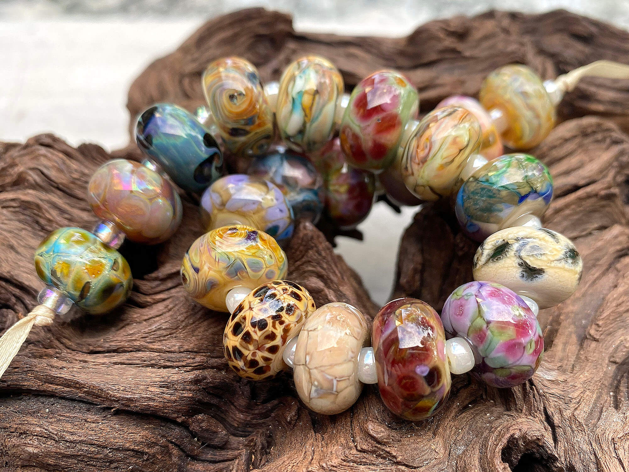 20pcs Neutral Brown Mixed Orphan Lampwork Glass Beads for Jewelry Making - DIY Bracelets, Necklaces & Craft Projects (SRA Certified)