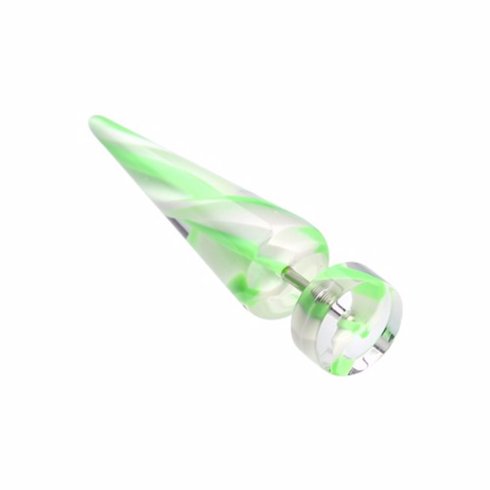 WildKlass Swirl Stripe UV Acrylic Fake Ear Tapers for Stretching - Sold as Pair - Perfect for Body Jewelry, Costume Accessories & Alternative Fashion