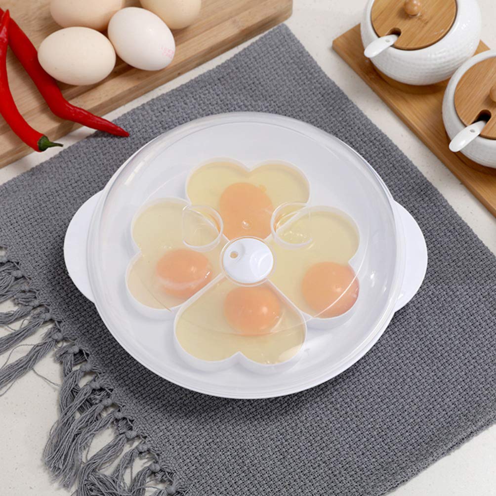 SOLUSTRE 4-Cavity Microwave Egg Poacher - Heart-Shaped Egg Cooker & Steamer for Perfect Poached Eggs - Quick & Easy Breakfast Maker for Kitchen & Home - Ideal for Healthy Meals, Meal Prep & Family Cooking