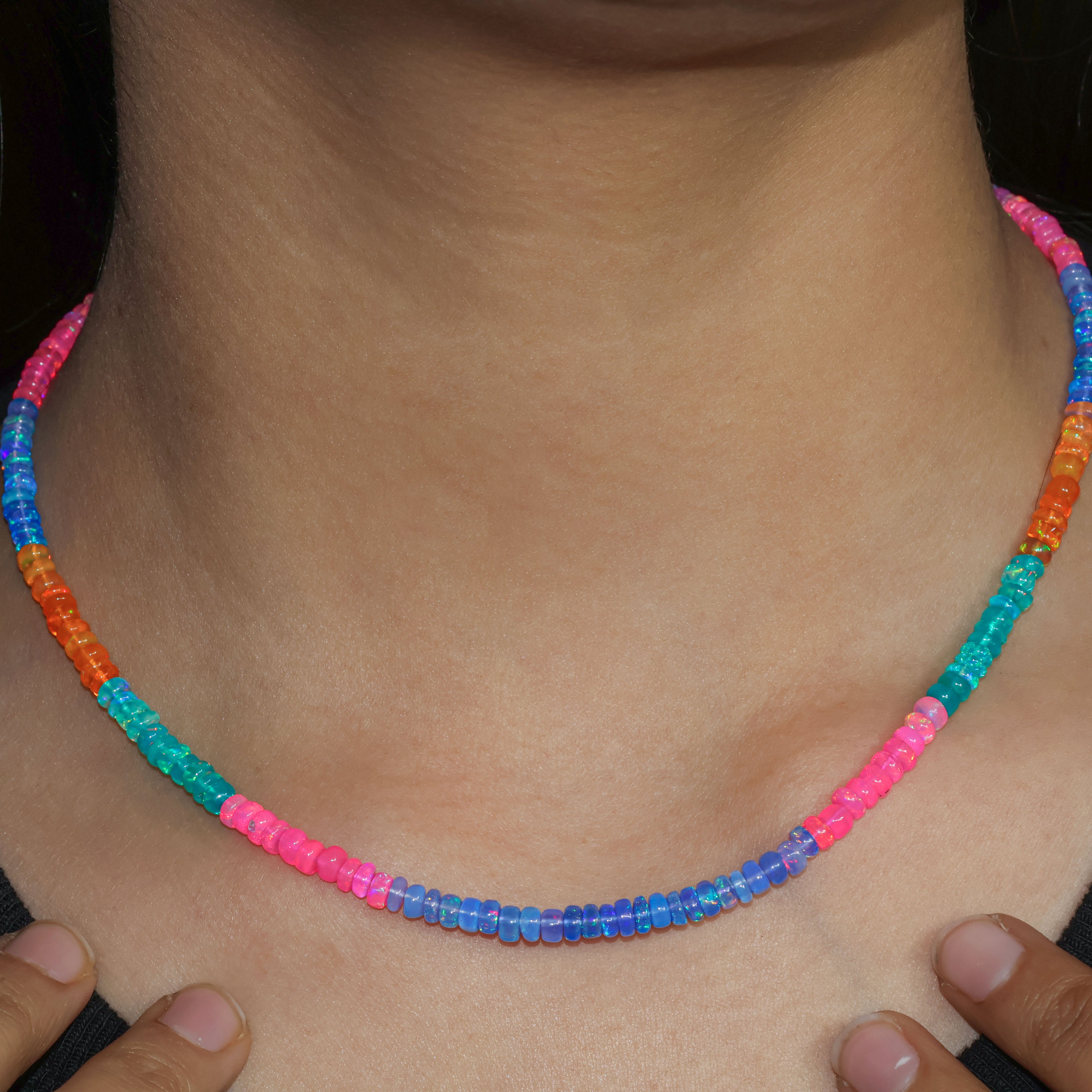 Natural Multicolor Opal Beaded Necklace for Women - Elegant Handmade Jewelry Gift for Birthday, Anniversary & Special Occasions