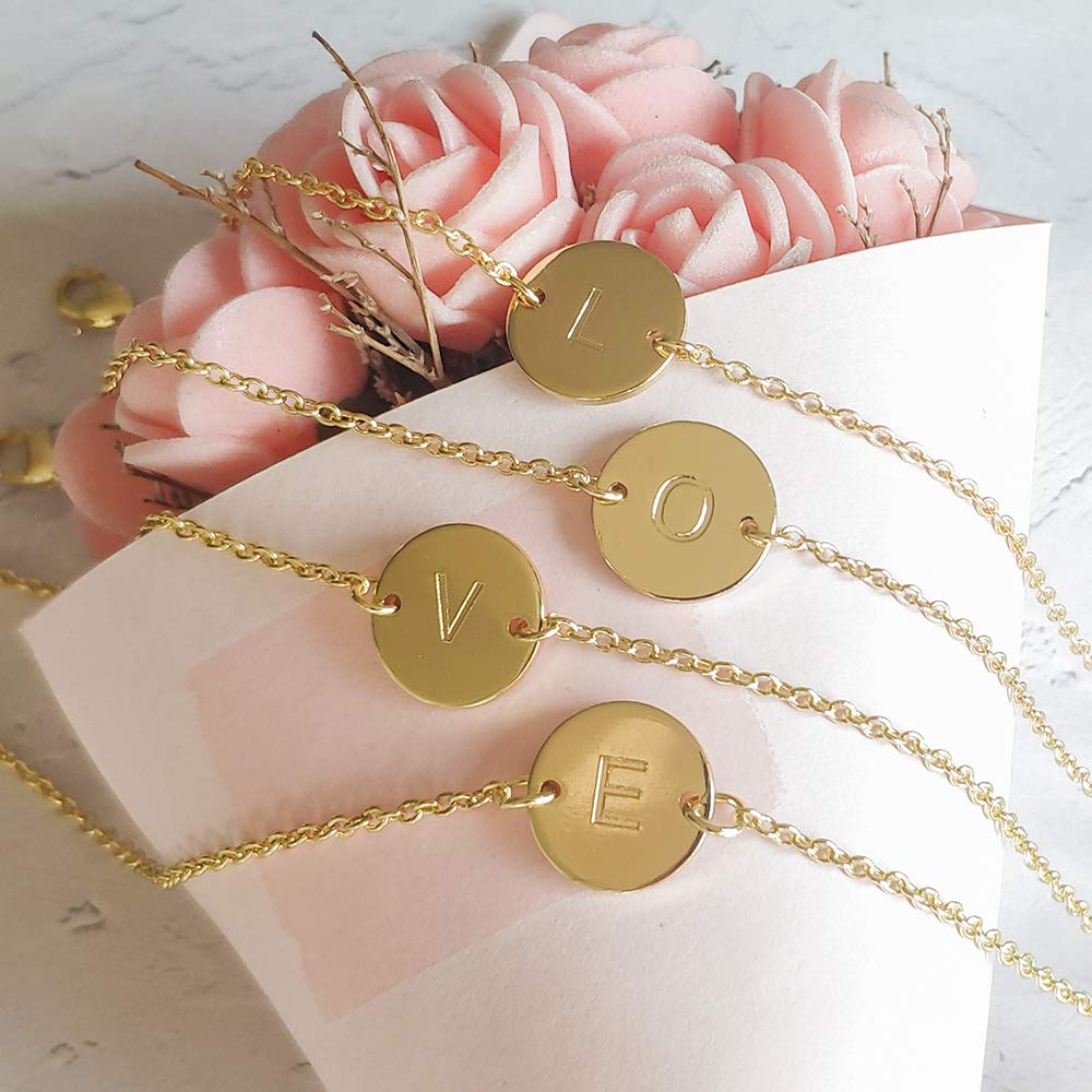 Personalized A-Z Initial Bracelet - 26 Alphabet Letter Gold Plated Charm Bracelet for Women & Girls | Friendship Jewelry Gift for Birthday, Anniversary & Special Occasions | Stackable with Other Bracelets for Layered Look