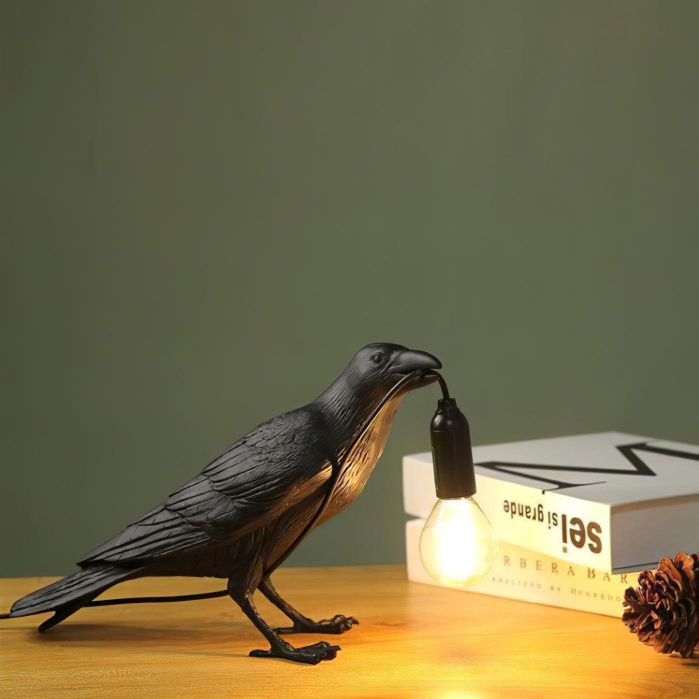 Elegant Raven Resin Table Lamp - Modern Gothic Decor for Bedroom, Living Room & Office - Perfect for Halloween, Gothic & Dark Aesthetic Home Decor