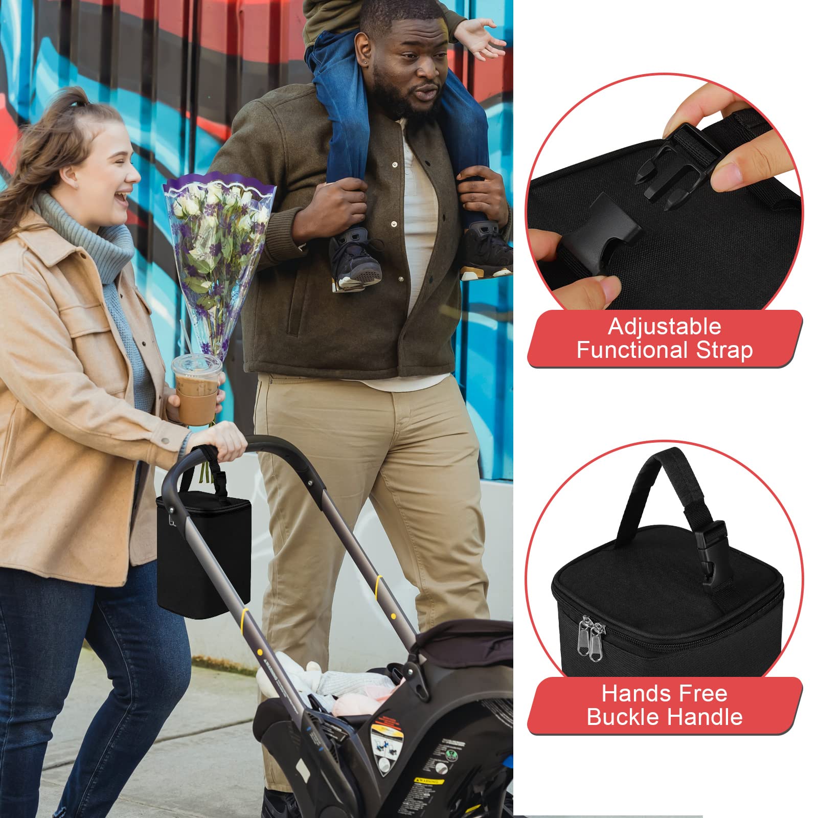 **Accmor Insulated Breastmilk Cooler Bag with Ice Pack - Portable Baby Bottle Cooler for Nursing Moms, Daycare & Travel - Fits 4 Large 8oz Bottles - Perfect for On-the-Go, Work, or Outdoor Activities (Black)**
