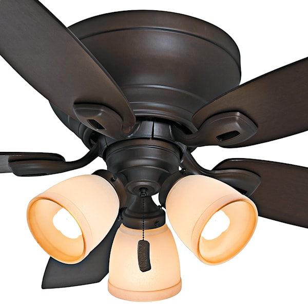 Casablanca Durant 44 Inch 3-Light Low Profile Ceiling Fan in Maiden Bronze/Walnut - Perfect for Bedrooms, Living Rooms & Low Ceiling Spaces