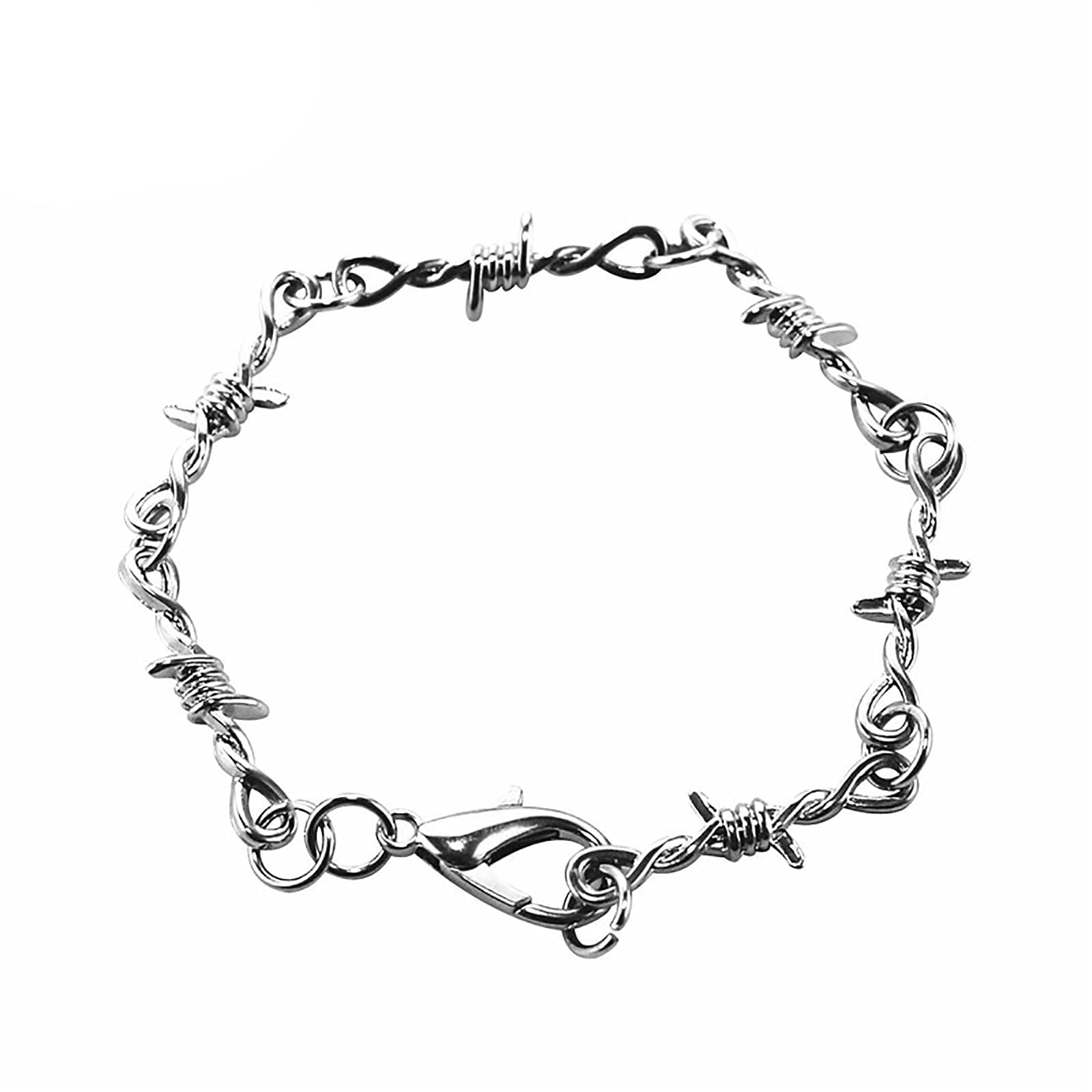 Gothic Punk Thorns Bracelet for Women & Men - Universal Metal Wire Barbed Cuff with Smart Watch Compatibility - Perfect for Weddings, Parties, and Gothic Fashion Accessories