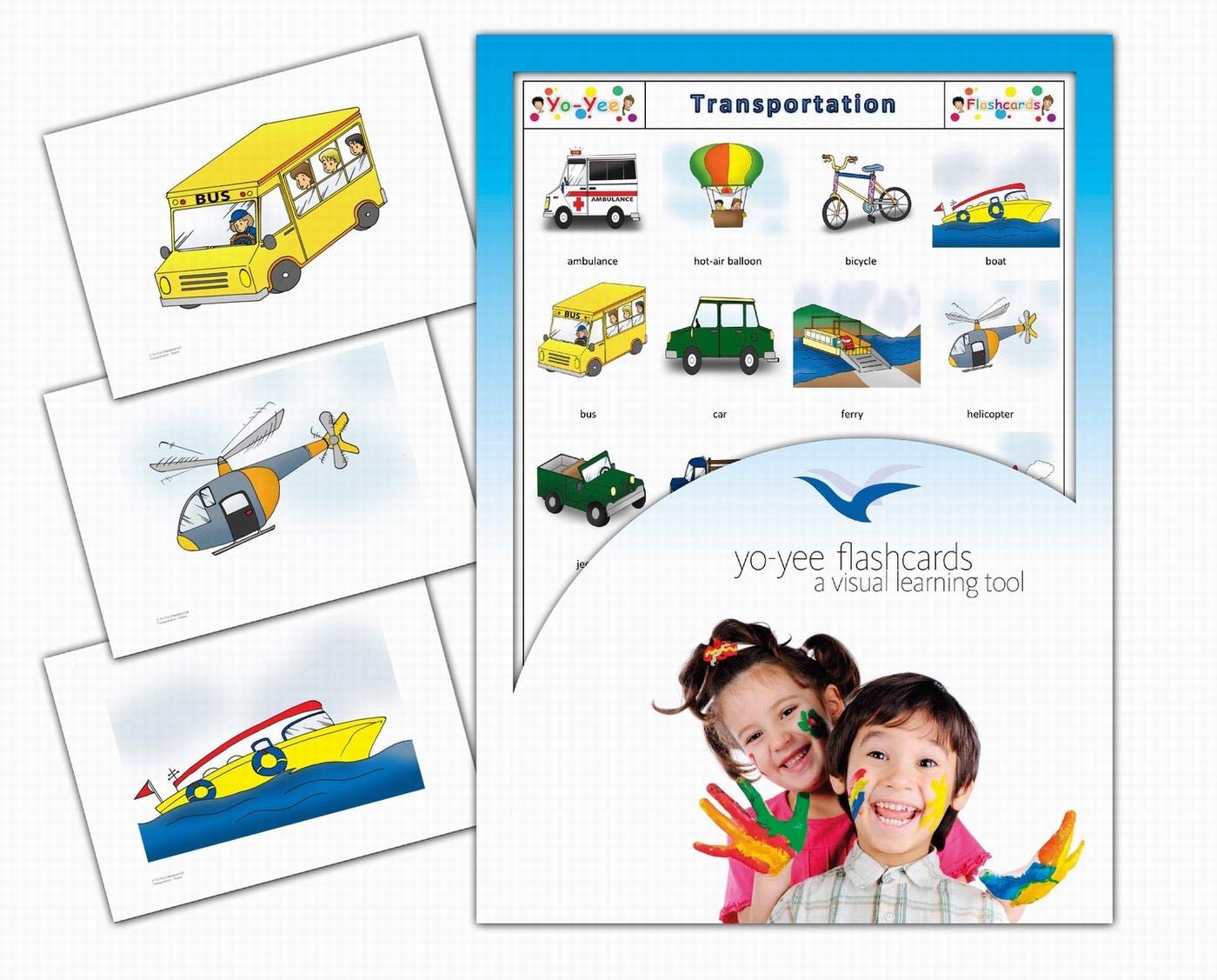 Yo-Yee Transportation & Vehicle Flash Cards | English Vocabulary Learning Cards for Toddlers, Kids & Adults | Educational Games & Teaching Activities | Perfect for Homeschooling, ESL Classrooms & Family Game Nights