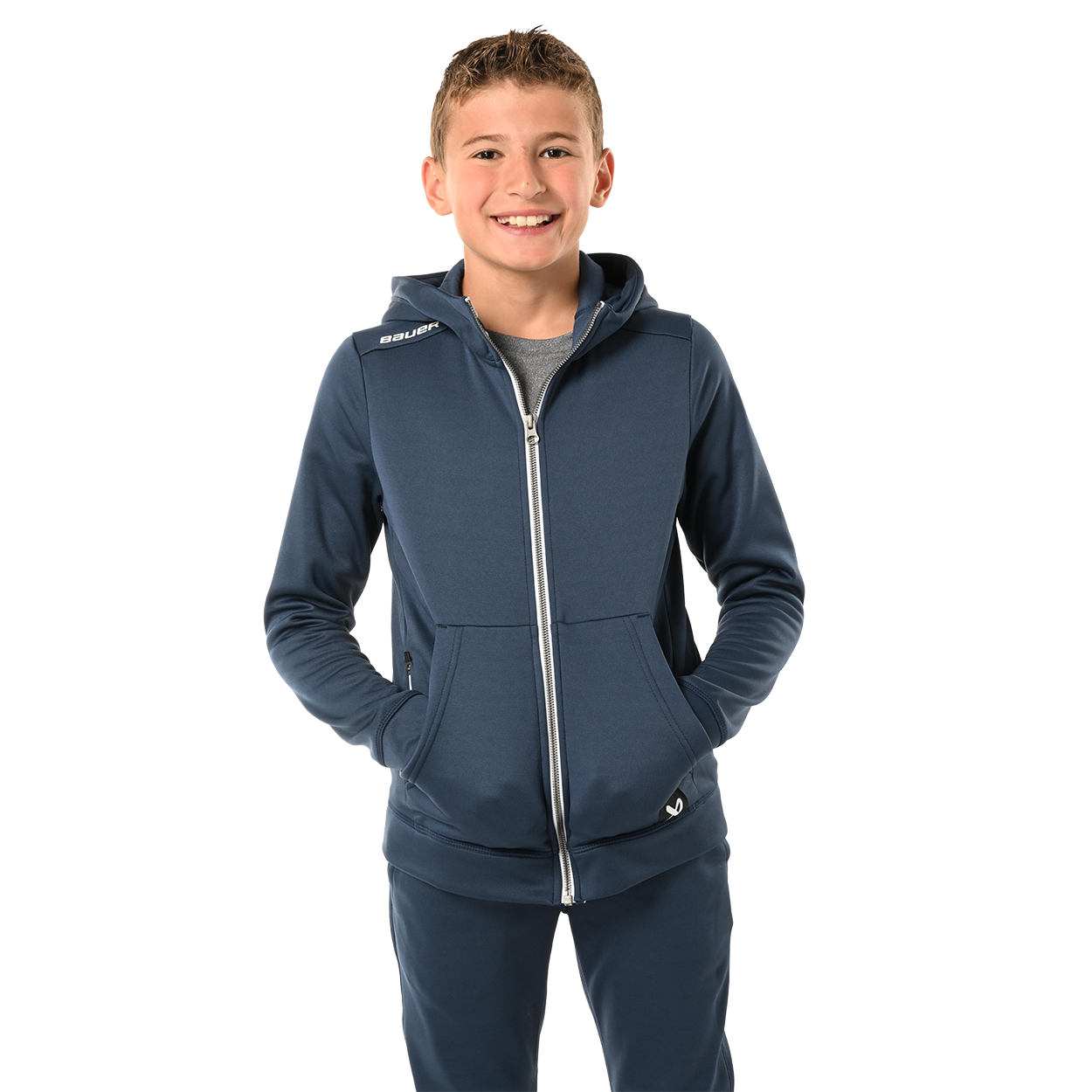 Bauer Team Fleece Zip Hoodie for Youth - Warm & Comfortable Athletic Jacket for Kids' Hockey Practice & Outdoor Activities