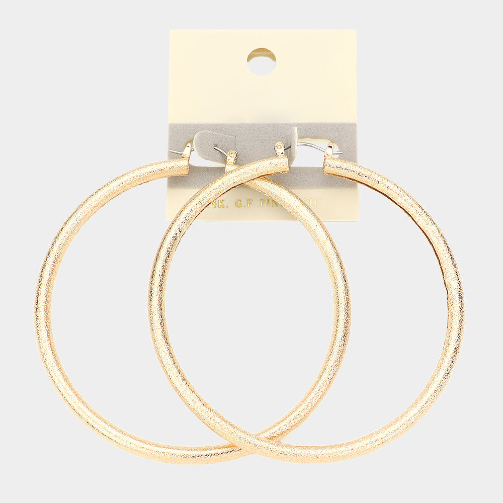 14K Gold Filled Large Hoop Earrings with Pin Catch - 3.25 Inch Fashion Statement for Women | Perfect for Parties, Weddings & Everyday Wear (Style #312012)