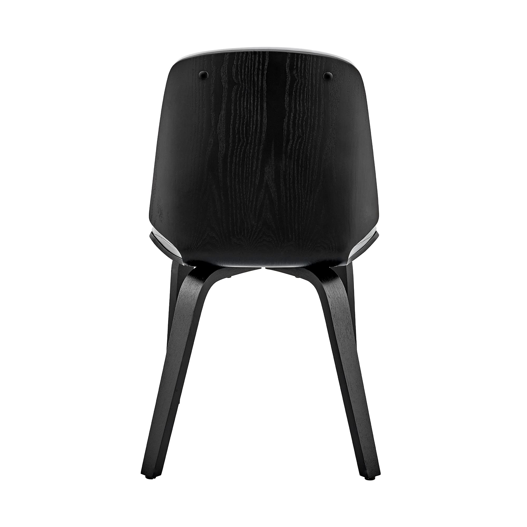 Armen Living Brinley Mid Century Modern Dining Chair - Gray Faux Leather & Black Wood Accent Side Chair for Kitchen, Table, Desk, Vanity | Perfect for Dining Rooms, Home Offices & Bedroom Makeup Areas
