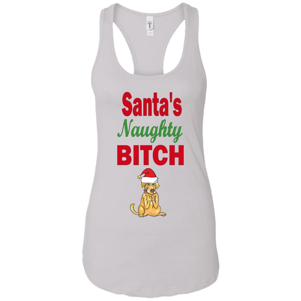 Santa's Naughty Bitch Personalized Racerback Tank Top - Custom Funny Christmas Gift for Women - Perfect for Holiday Parties & Festive Outfits
