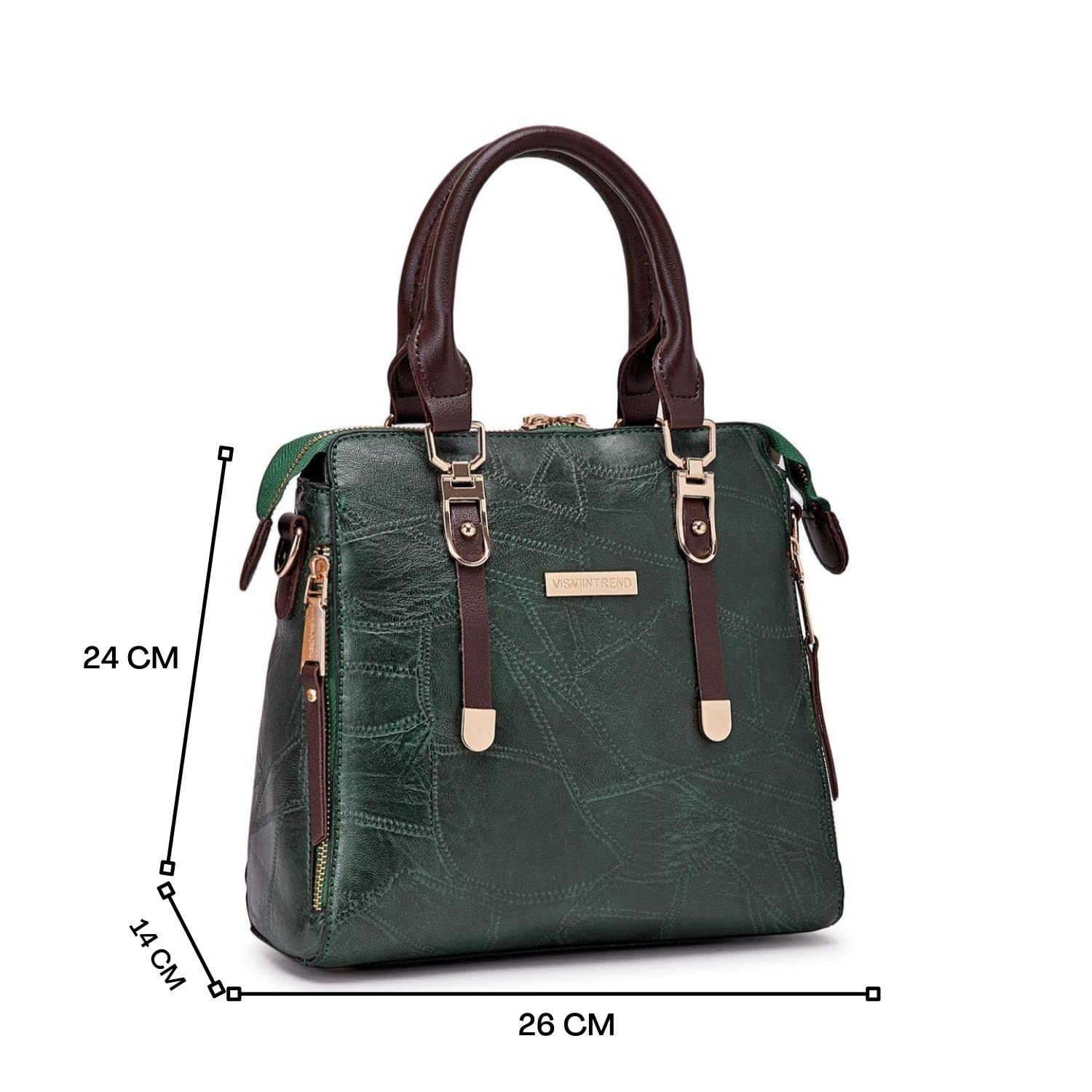 Stylish Women's Leather Tote Shoulder Bag with Tassel - Green & Brown Crossbody Handbag for Work, Travel & Everyday Use | Fashionable Satchel Purse with Handle