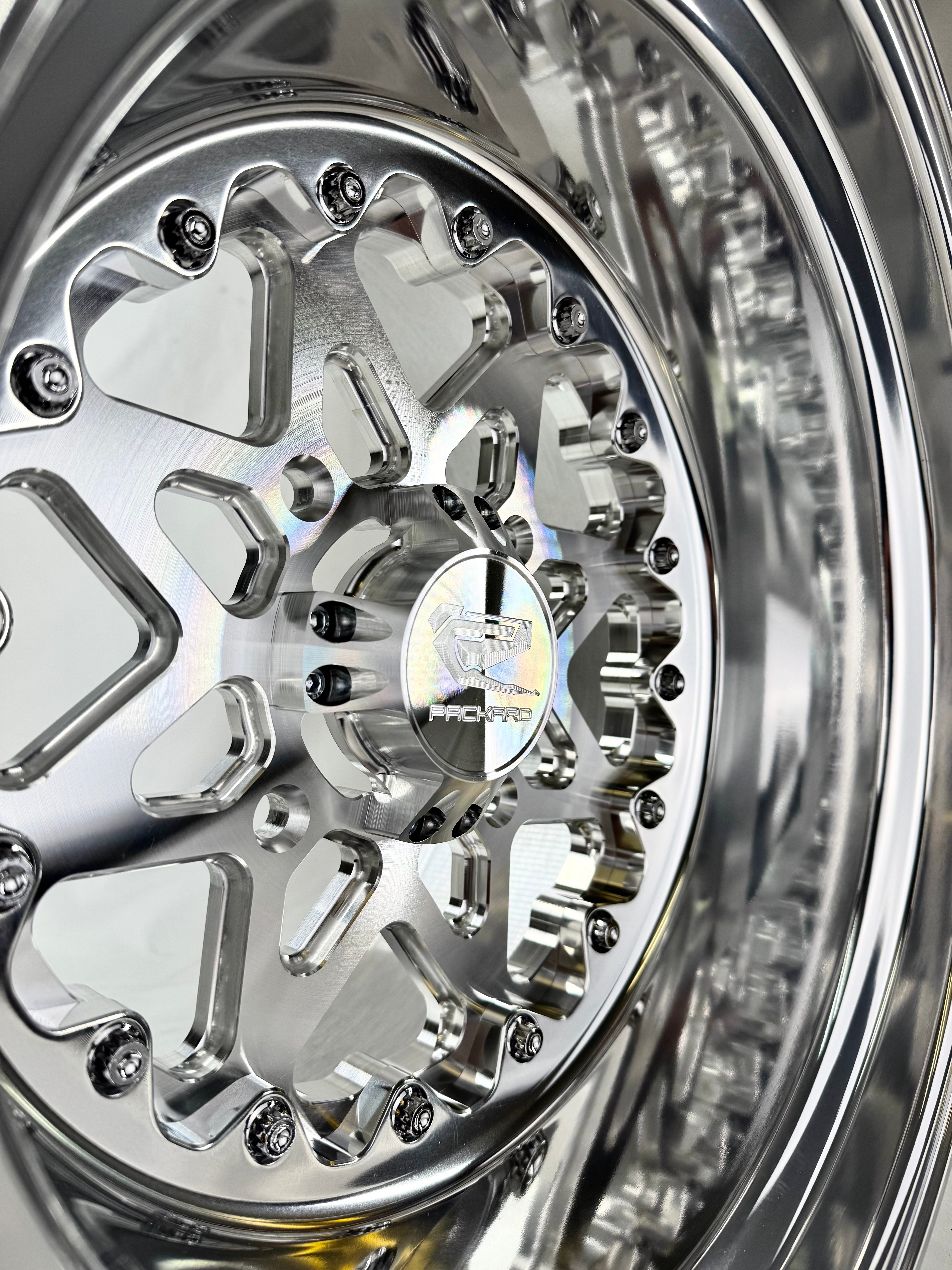 V2 FF Forged Polished Silver Wheels - Premium Alloy Rims for Cars, Trucks & SUVs - High-Performance Styling Upgrade for Street and Show Vehicles