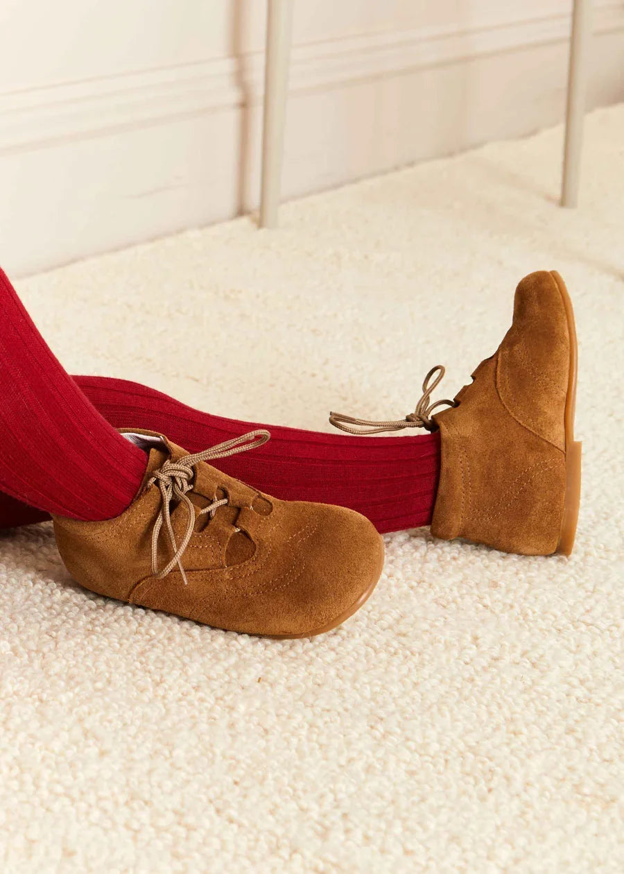Brown Suede Oxford Baby Booties for Boys & Girls (Size 20-24 EU) - Soft First Walkers Shoes for Newborns & Toddlers - Perfect for Daily Wear, Special Occasions & Photo Shoots