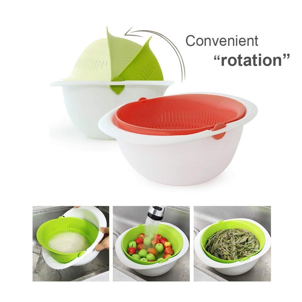Multi-Function Reverse Mixing Bowl with Strainer Colander - Orange Food Prep Bowl for Baking, Cooking & Straining | Korean-Made Kitchen Essential for Easy Meal Prep & Healthy Cooking