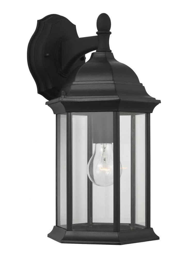 1 Light Medium Outdoor Downlight Wall Lantern - Black Finish - Incandescent Traditional Outdoor Fixture - Perfect for Porch, Patio, Garden & Entryway Lighting - Model 73-Bel-4169691