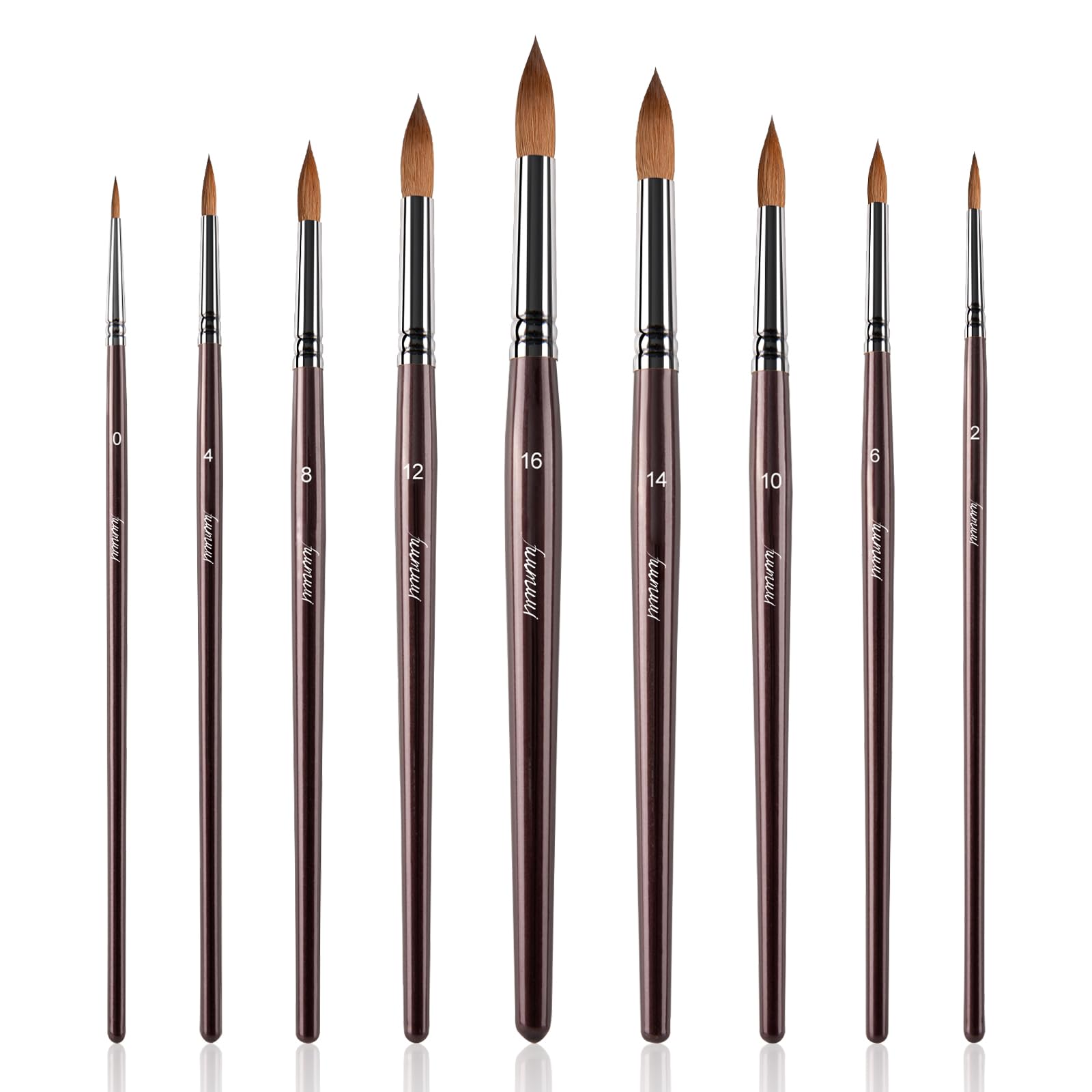 Premium Kolinsky Sable Watercolor Brushes Set - 9pcs Professional Round Pointed Detail to Mop Brushes for Watercolor, Gouache, Acrylic & Ink Painting - Ideal for Artists, Beginners & Studio Use