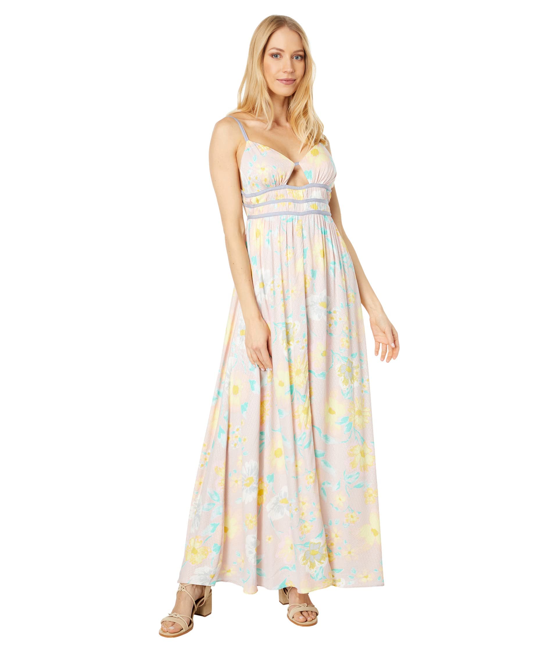 Free People Wisteria Maxi Dress Light Combo - Women's Size 4-6 | Flowy Bohemian Summer Dress for Beach, Vacation & Casual Outings
