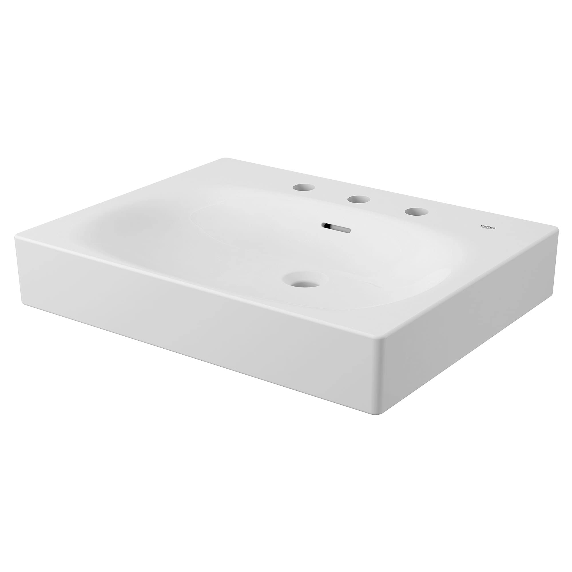 GROHE 39655000 Eurocube Bathroom Sink - Modern Square Ceramic Vessel Sink in Alpine White for Bathroom Vanity & Powder Room Upgrade