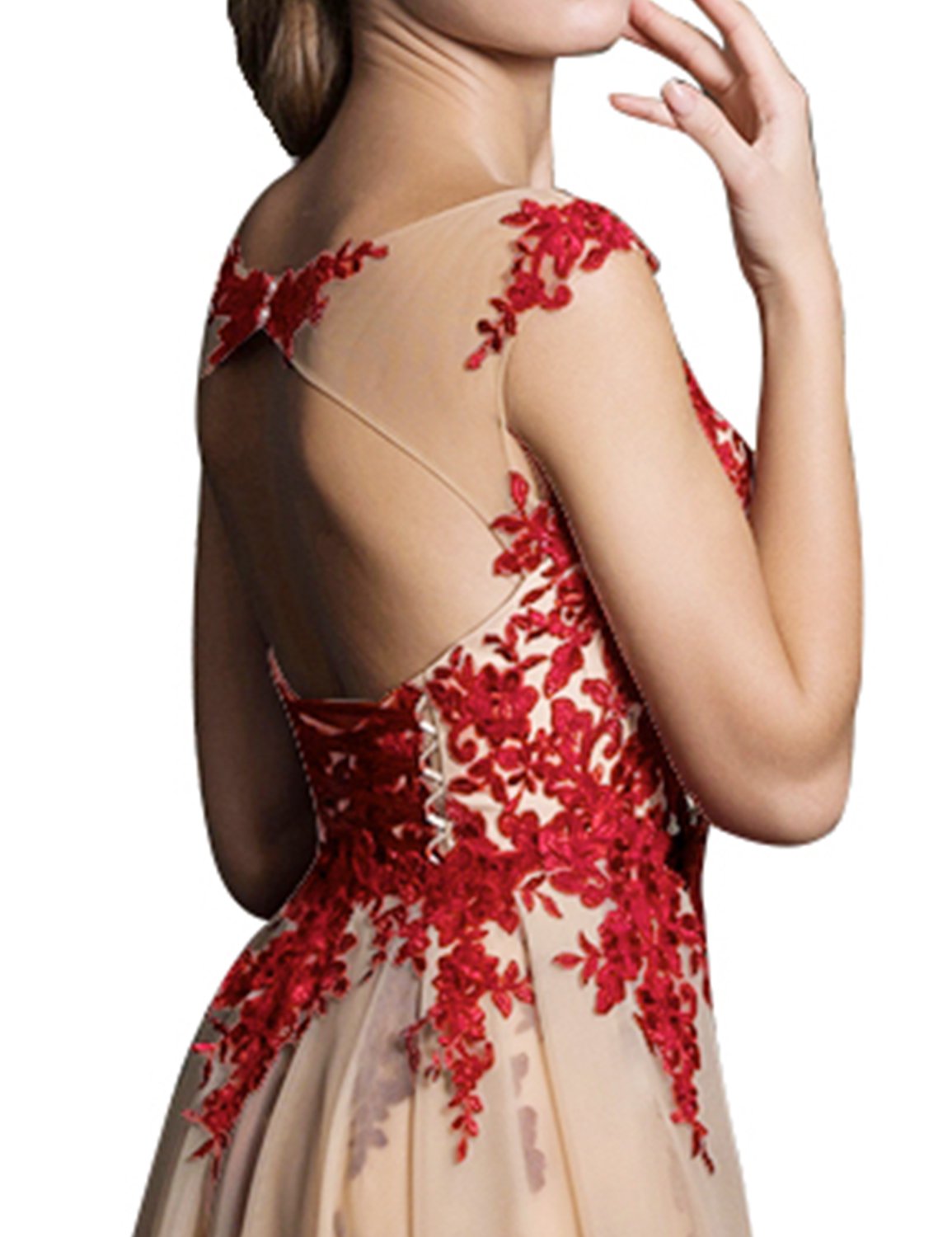 Elegant Lace Prom Dress for Girls - Long Sweep Train Evening Gown EV429 | Homecoming, Wedding, Quinceañera, Formal Party Attire