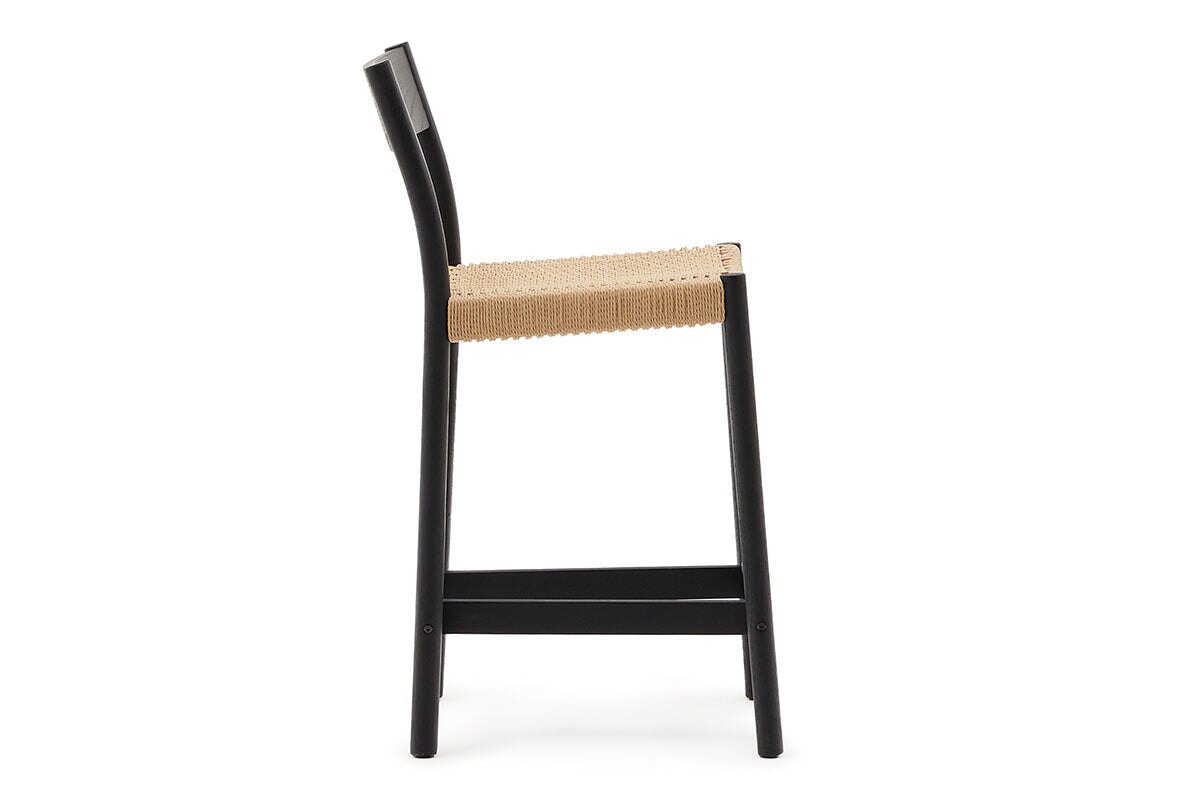 Como Talia Stool with Backrest - Modern Wooden Bar Stool for Kitchen Island, Dining Room & Home Decor - Comfortable Counter Height Seat with Footrest