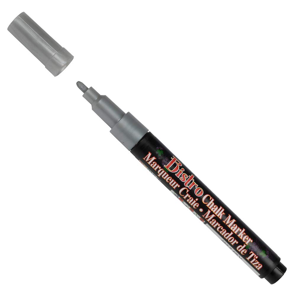 JAM PAPER Dustless Erasable Chalk Markers - Fine Point Liquid Chalk Pen for Whiteboards, Glass & Windows - Non-Toxic Silver Marker - Perfect for Restaurants, Classrooms & DIY Crafts