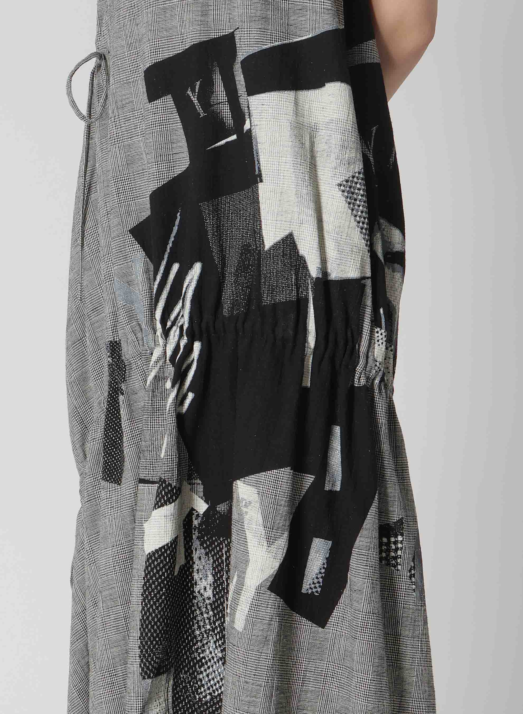 Stylish C/LI Plaid Collage Shirring Dress for Women - Trendy Floral Print A-Line Mini Dress for Casual Outings, Parties & Date Nights
