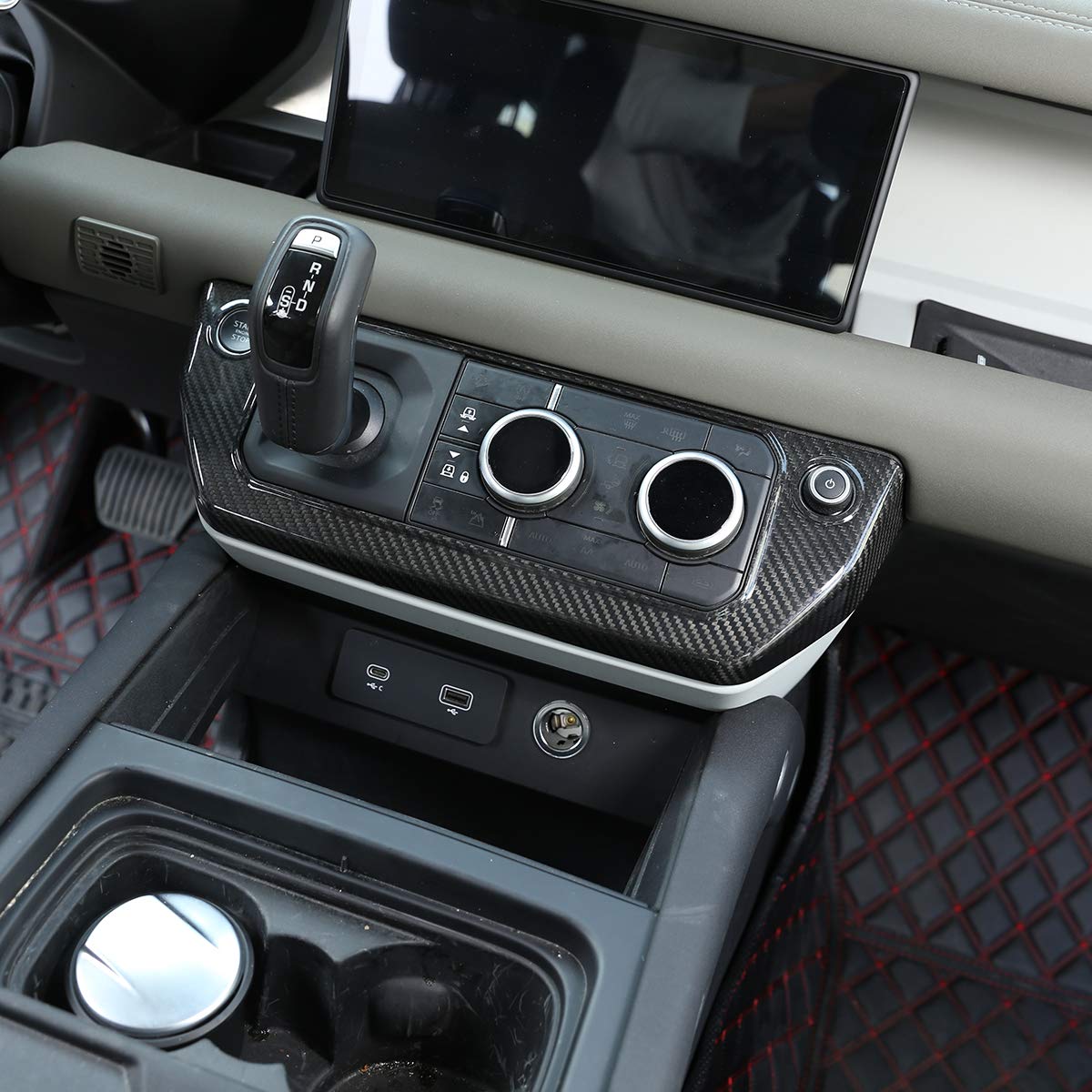 100% Real Carbon Fiber Center Control AC Mode Button Frame for Land Rover Defender 110 & 130 (2020-2021) | Premium Car Interior Accessories | Perfect for Off-Roading & Luxury Upgrades