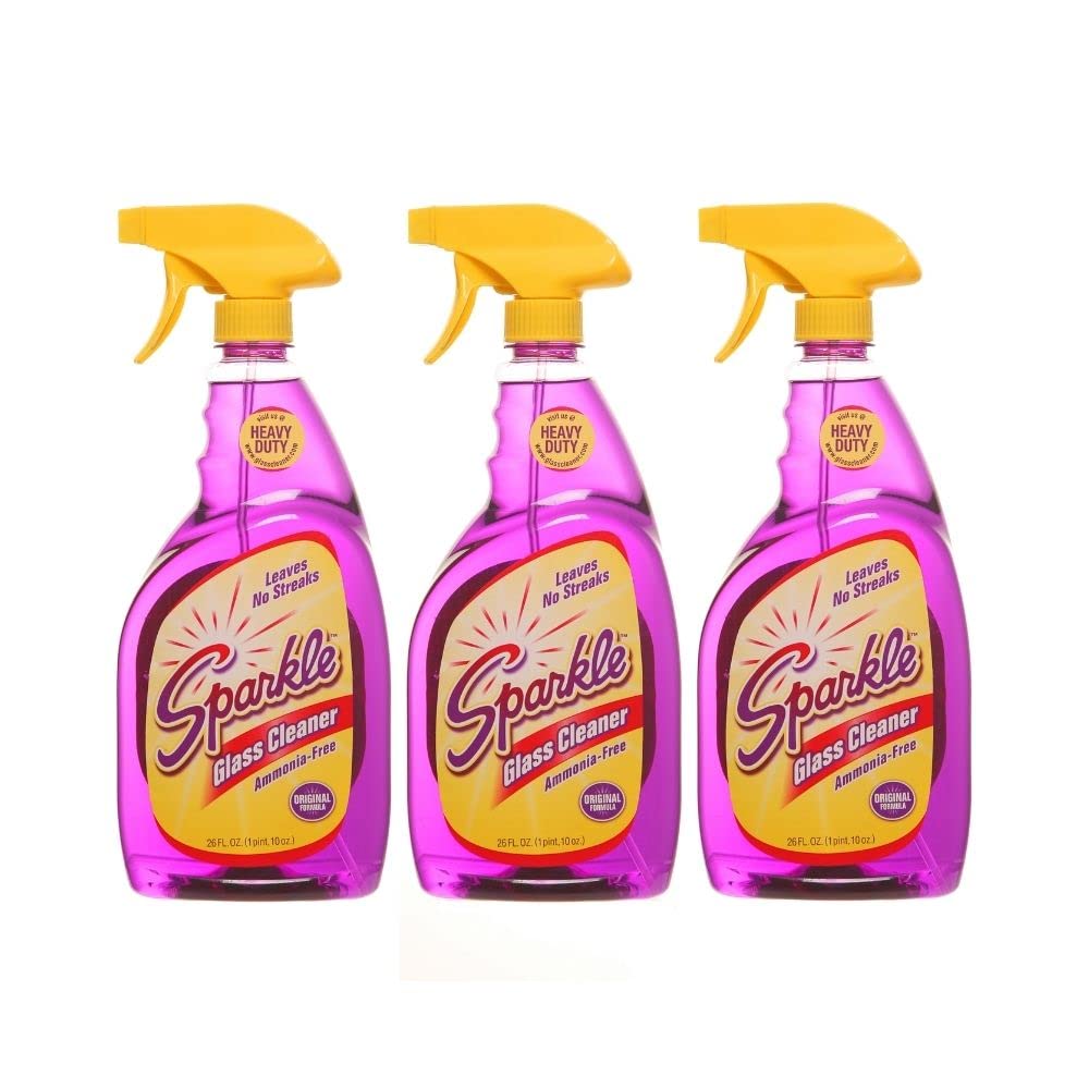 Sparkle Window Cleaner - 26 Fl Oz (Pack of 3) | Streak-Free Glass Cleaner for Windows, Mirrors & Glass Surfaces | Perfect for Home, Office & Car Cleaning