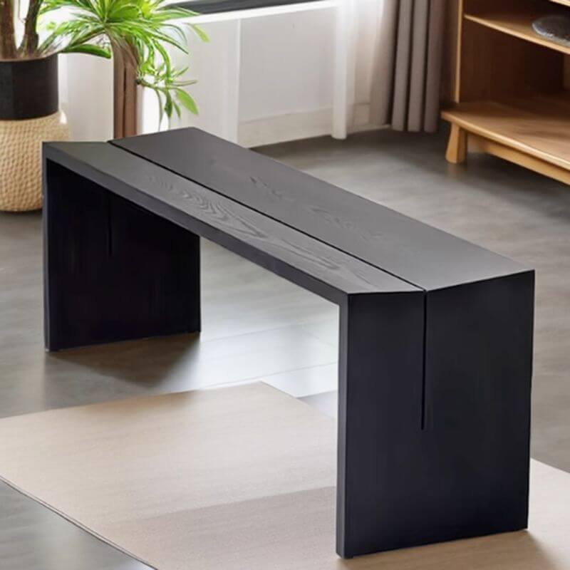 Midnight Black Solid Wood Accent Bench - Natural Wood Finish, Modern Casual Style for Living Room, Bedroom, or Entryway - Perfect for Home Decor and Extra Seating