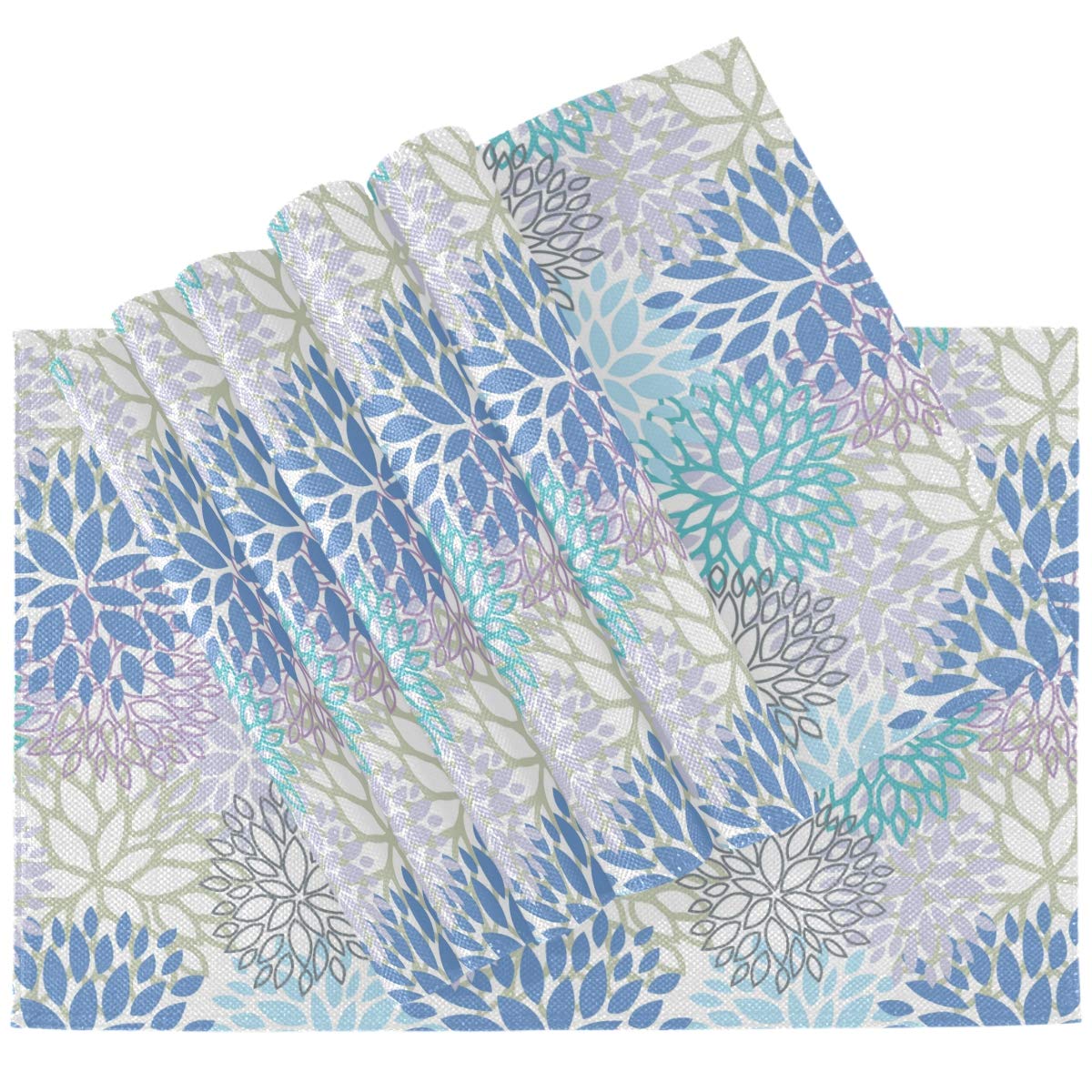 Pfrewn Purple Dahlia & Sunflower Daisy Placemats Set of 4 - 12