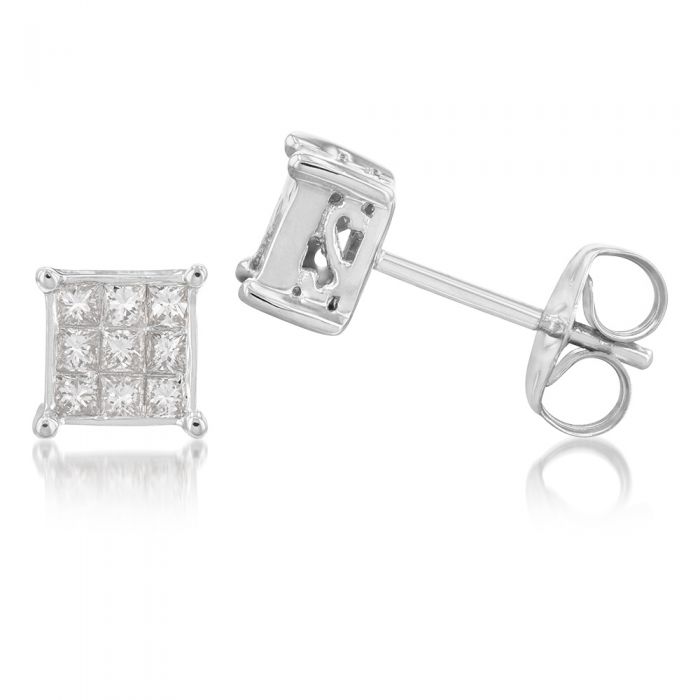 14ct White Gold 1/4 Carat Diamond Stud Earrings for Women - Classic Round Cut Diamond Earrings for Everyday Wear, Gift Giving & Special Occasions