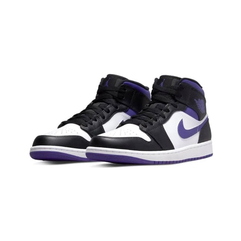 Air Jordan 1 Mid Sneakers - Iris White, Black & Purple Basketball Shoes for Men & Women | Perfect for Streetwear, Casual Outfits & Sports Performance