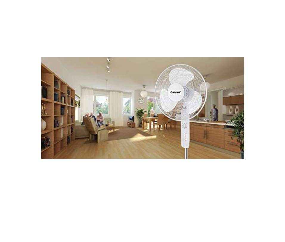 Cornell CFNE160T 16-Inch Stand Fan with Timer - Quiet Oscillating Floor Fan for Home, Office, and Bedroom Cooling | Energy Efficient with 3 Speed Settings