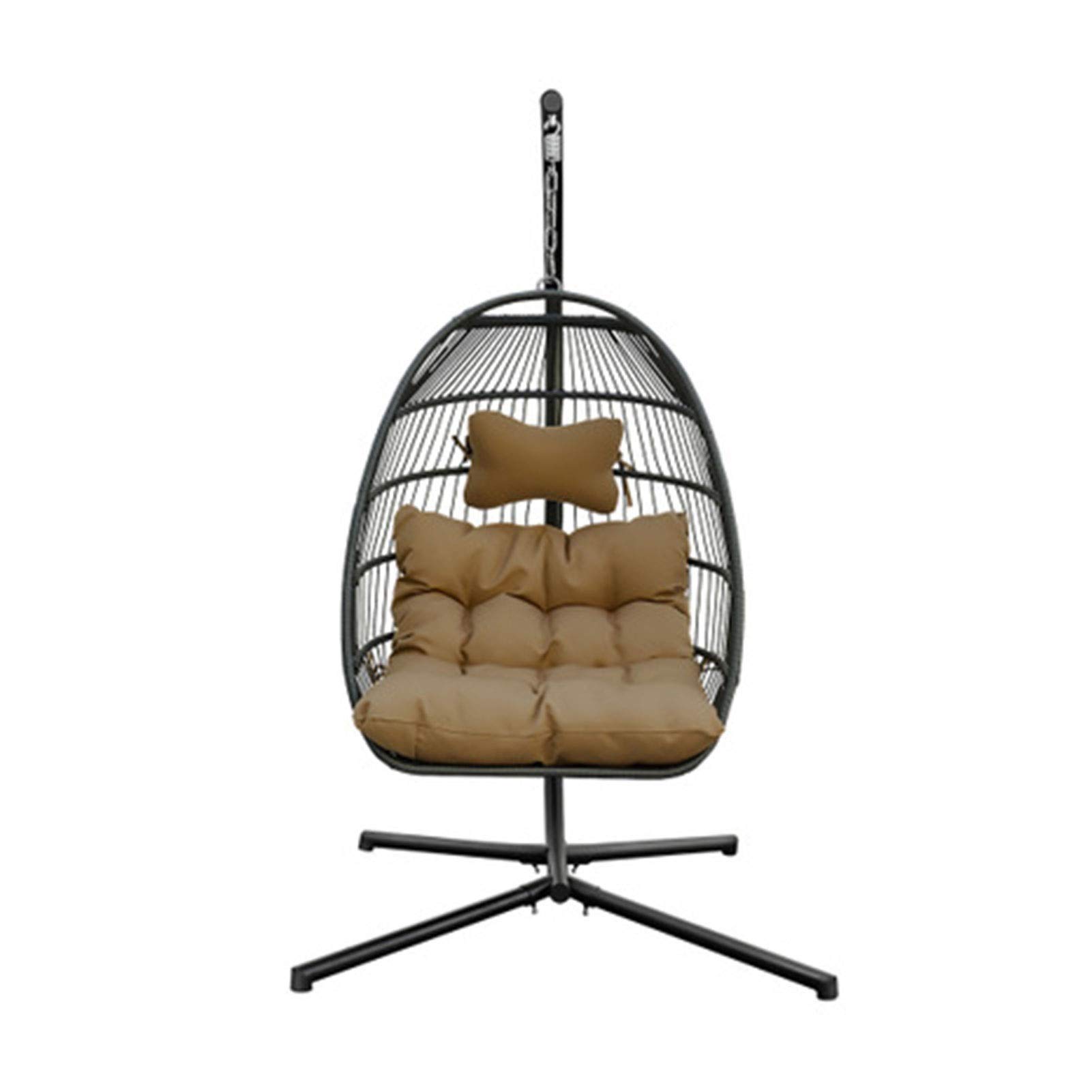 Handmade Wicker Rattan Hanging Egg Chair - Indoor/Outdoor Patio Swing Chair with 244 lbs Weight Capacity - Perfect for Porch, Garden, and Balcony Relaxation