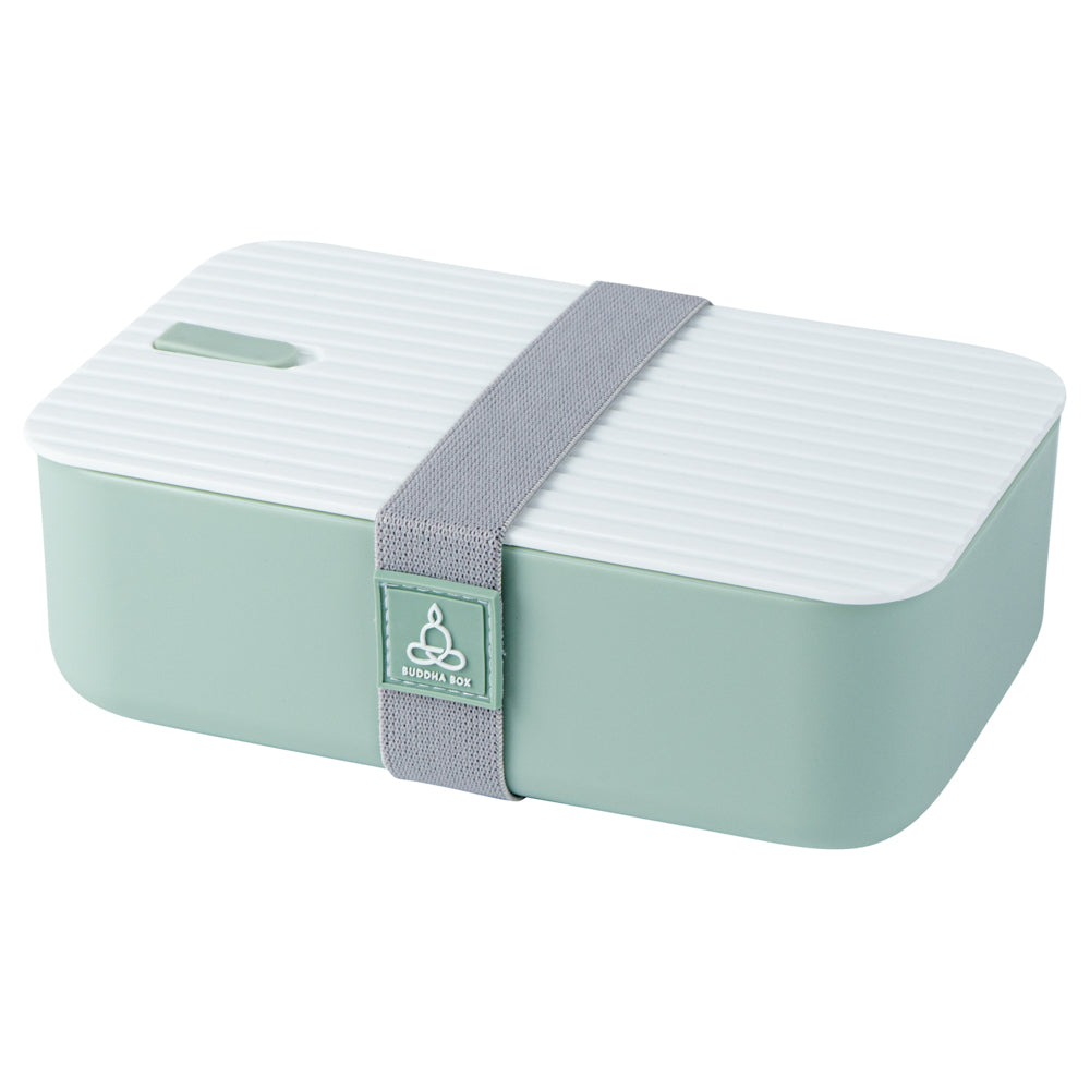 Bento Tek 34 oz Eco-Friendly Green Buddha Lunch Box with Secure White Lid - 7.5