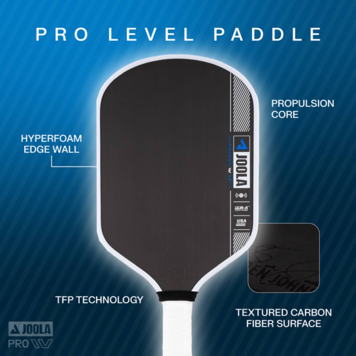 **JOOLA Ben Johns Hyperion Pro IV Pickleball Paddle - Premium Carbon Fiber Surface for Power & Control - Perfect for Tournaments & Recreational Play**