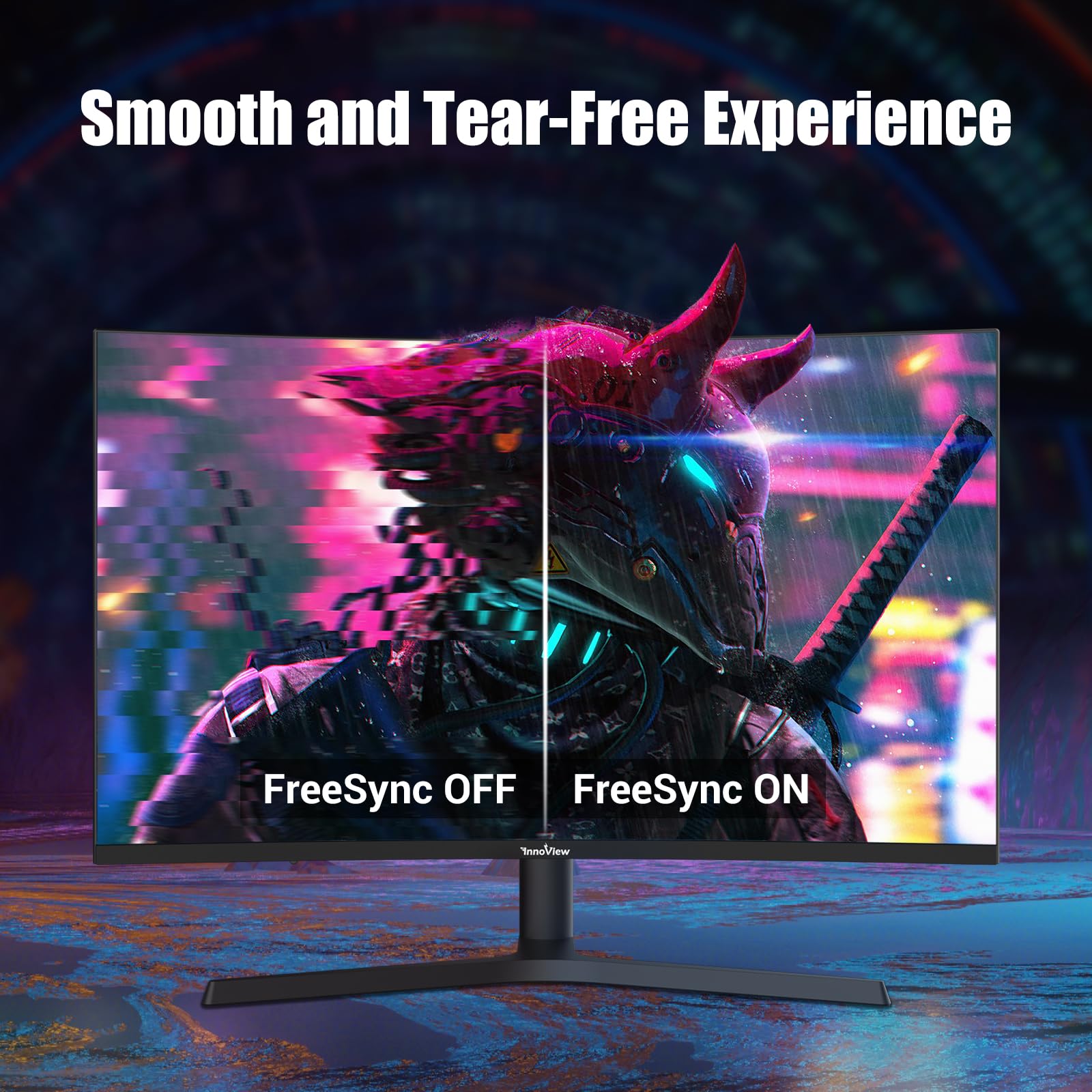 InnoView 32 Inch QHD 2K 240Hz 1ms Curved Gaming Monitor with Height Adjustable Stand, 99% sRGB, FreeSync, HDR10, Eye Care Technology, Built-in 3W x 2 Speakers - Perfect for PC Gaming, Esports, and Professional Workstations (DP/HDMI Ports)