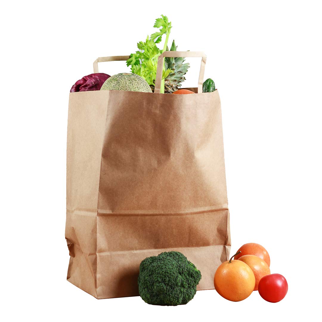 Eco-Friendly 12x7x17 Inch Kraft Paper Shopping Bags - 100 Pack Durable Brown Retail Bags with Handles for Groceries, Gifts & Merchandise | Perfect for Stores, Boutiques & Farmers Markets