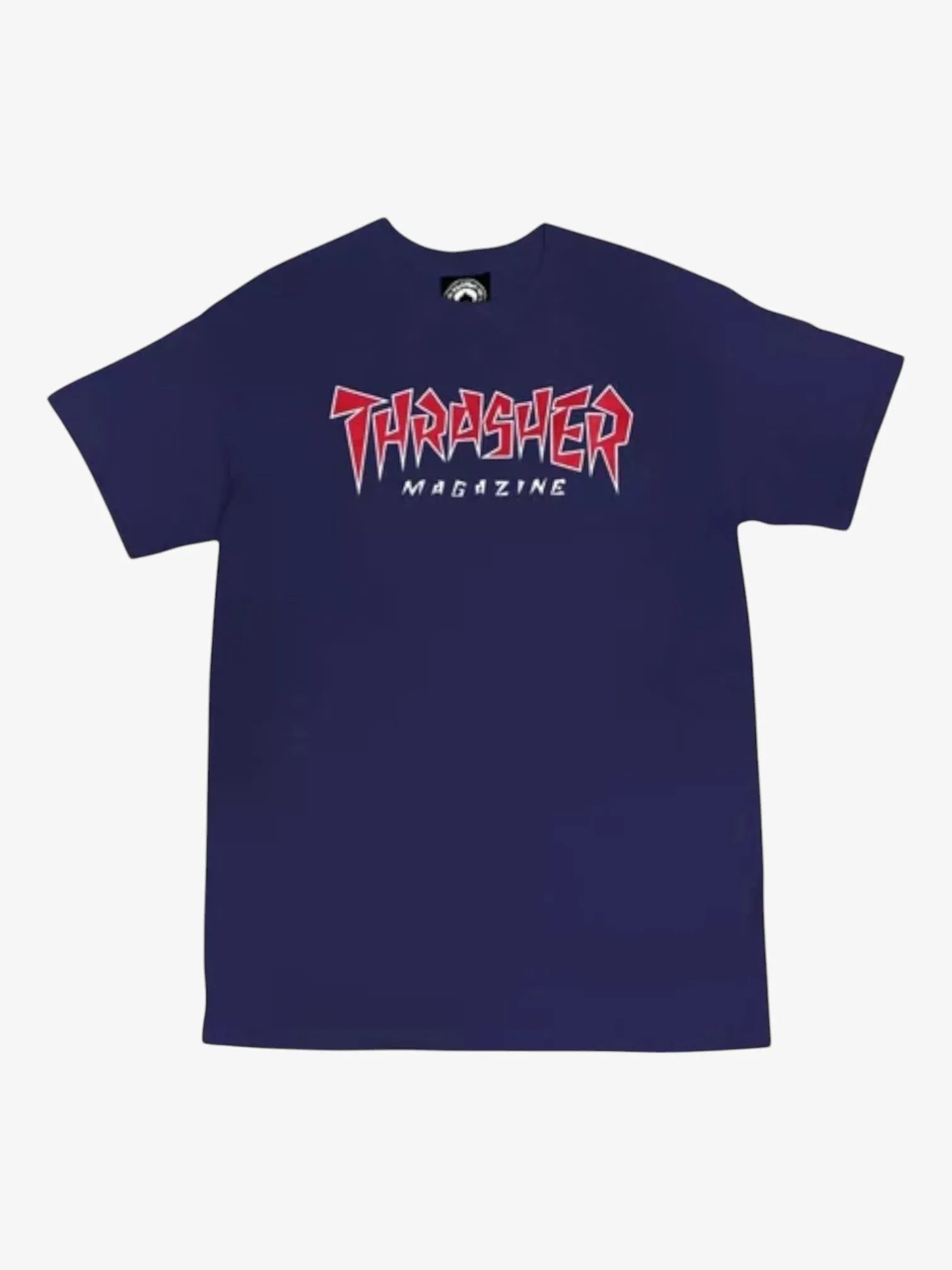Thrasher Jagged Logo T-Shirt - Men's Blue Navy Graphic Tee for Skateboarding & Streetwear Fashion
