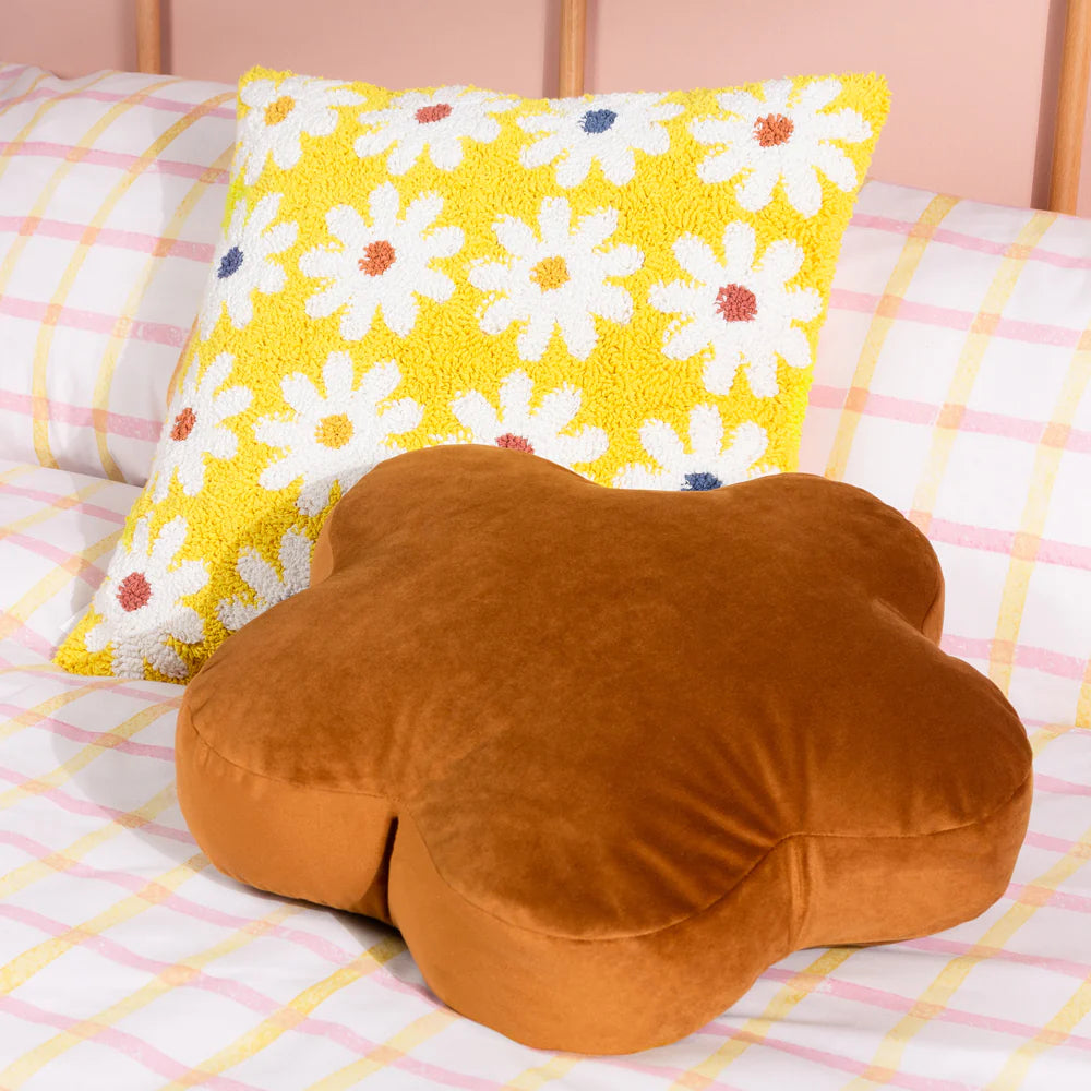 Yellow Daisy Knitted Cushion Cover - Soft Bohemian Pillow Case for Sofa, Bed, Nursery Decor - Home & Living Room Accessories