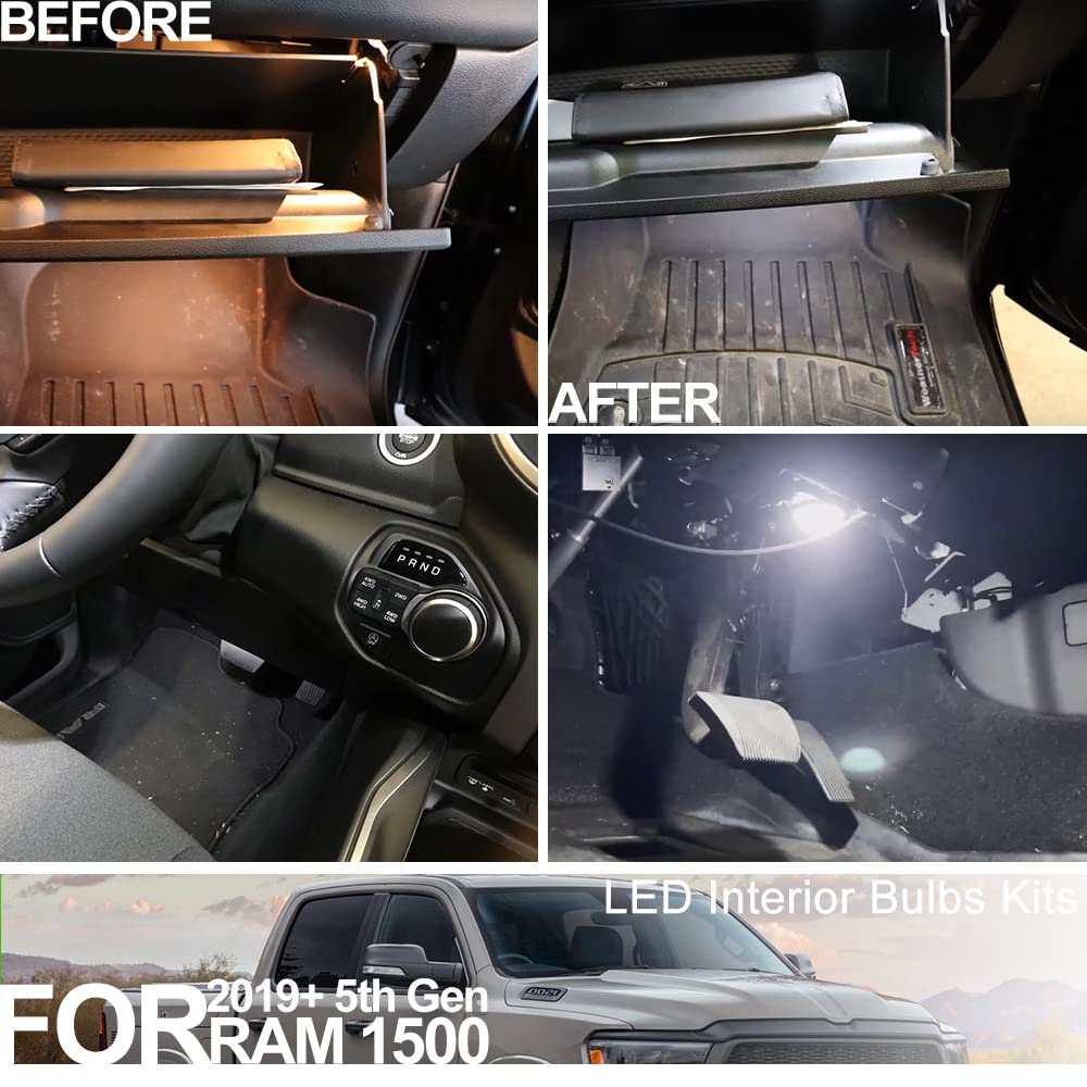 12-Pack 6000K Super Bright White LED Interior Light Bulbs for 2019-2022 Dodge RAM 1500 5th Gen - Dome, Map, Footwell & Cargo Lights with Free Installation Tool - Perfect for Night Driving & Interior Upgrades