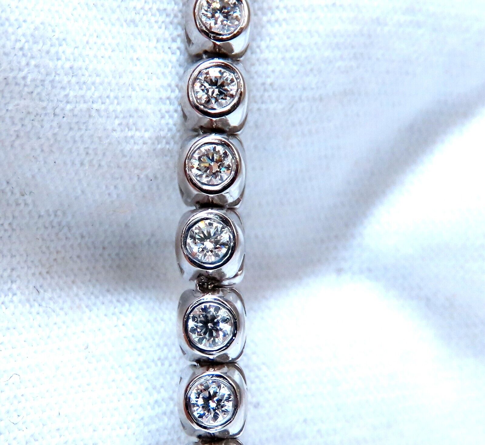 4.74ct Natural Round Diamond Bezel Flush Riviera Tennis Necklace - 14K White Gold Eternity Bridal Jewelry for Weddings & Anniversaries
