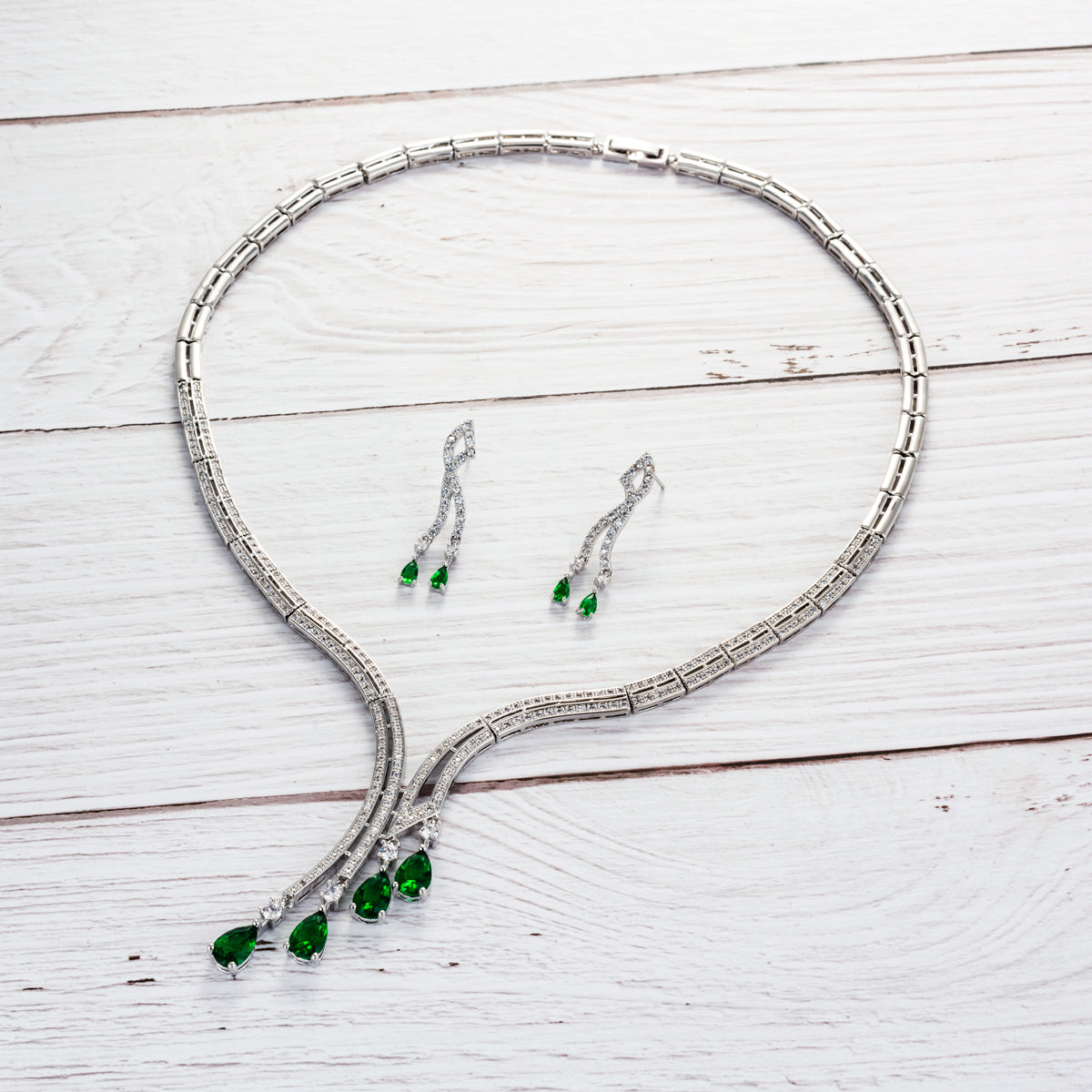 Elegant Cubic Zirconia Bridal Jewelry Set - Necklace & Earrings for Wedding, Engagement & Special Occasions | CN10167