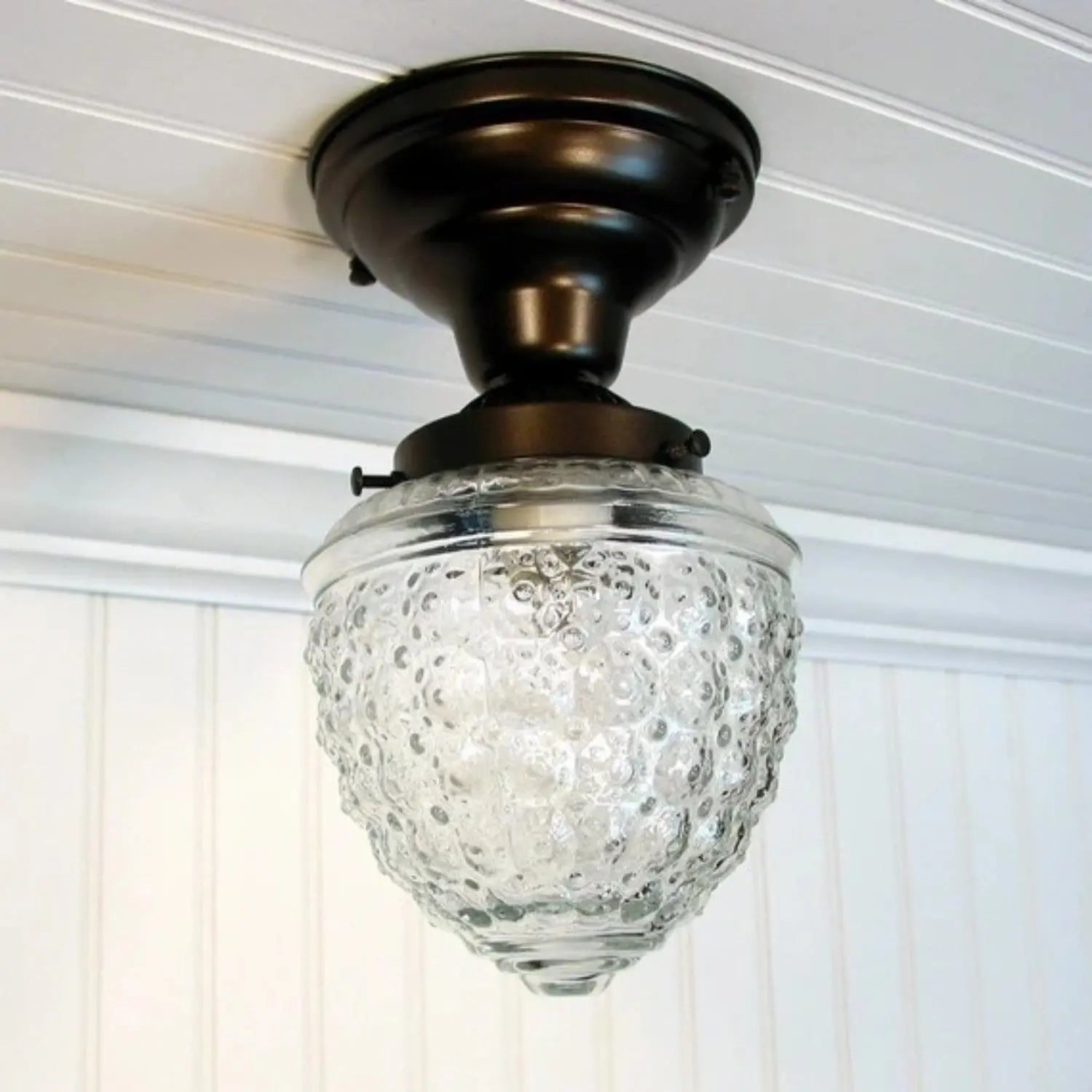 Acorn Glass Flush Mount Ceiling Light Fixture - Modern LED Lighting for Bedroom, Kitchen, Hallway & Living Room