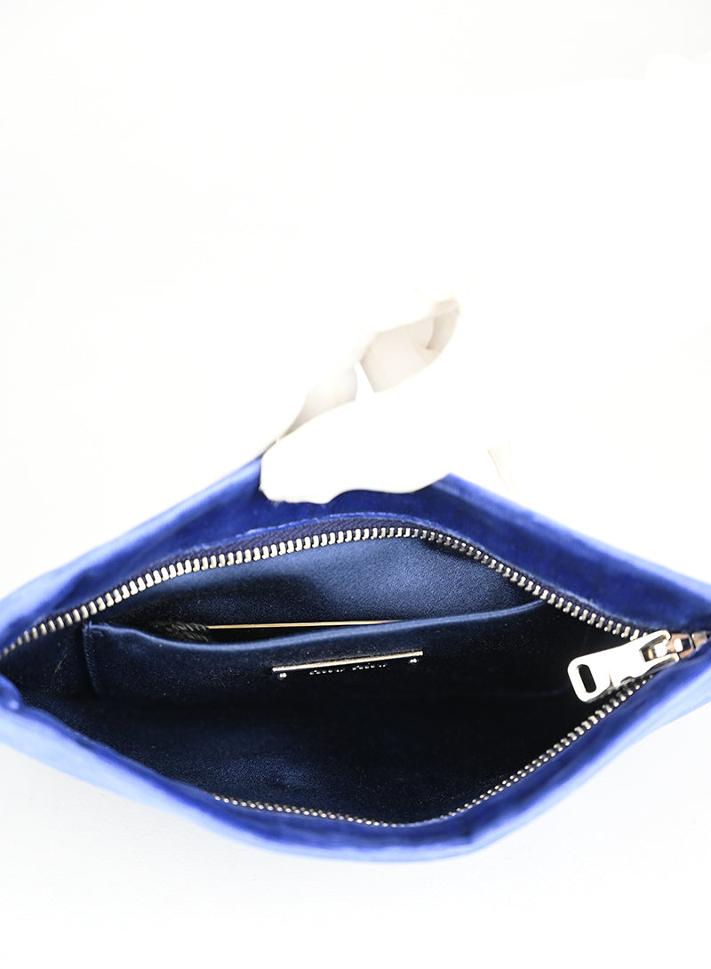 Miu Miu Blue Velvet Pochette Handbag - Elegant Clutch for Evening Parties & Special Occasions