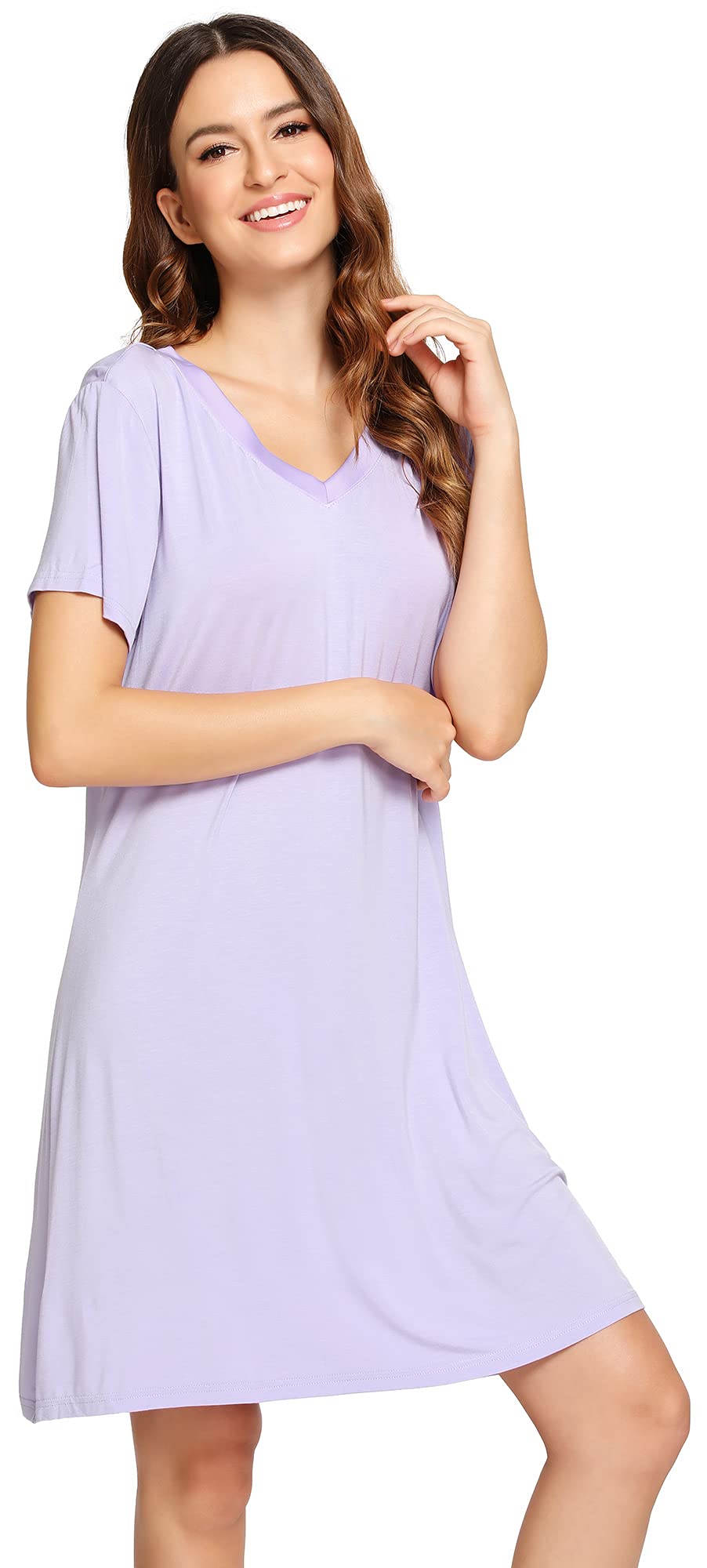 Soft Bamboo Viscose Nightgowns for Women - Comfortable Plus Size Sleep Shirts & Short Sleeve Pajamas (Sizes S-4X) - Perfect for Relaxing at Home, Lounging & Overnight Stays