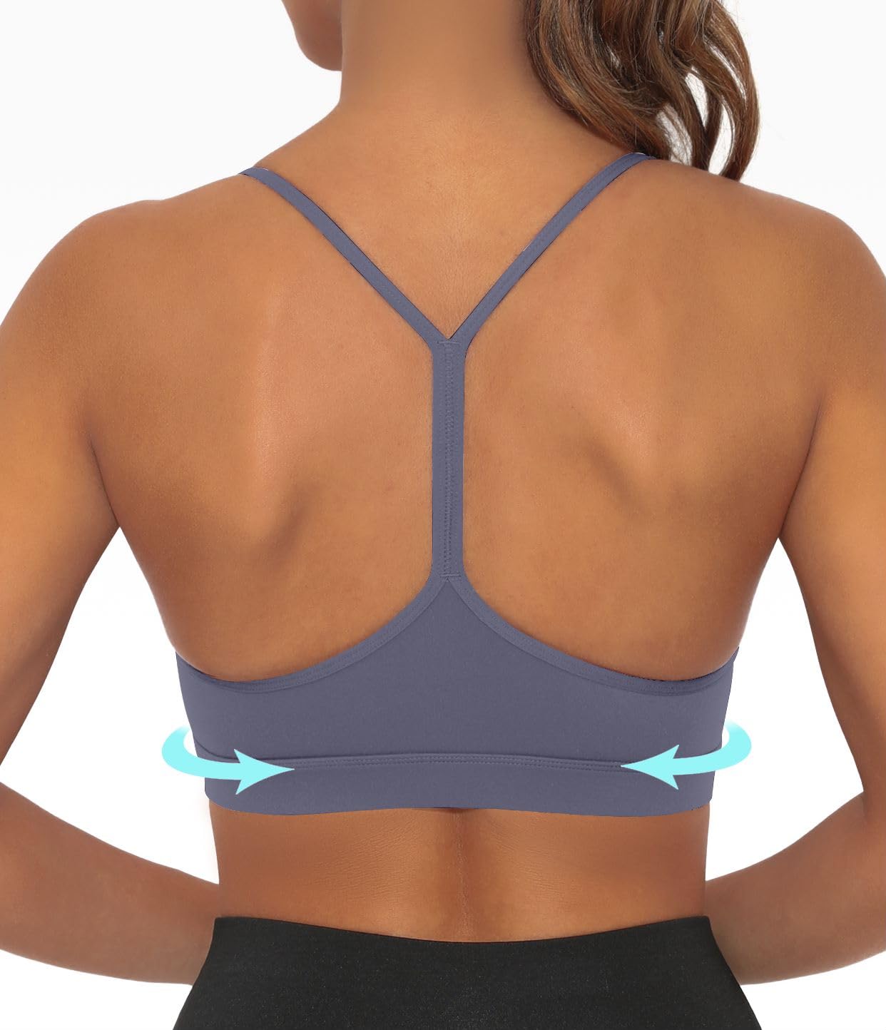 Comper Y Back Sports Bra for Women - Low Impact Racerback Workout Bra with Removable Pads - Yoga, Pilates & Lounge Wear - Comfortable Thin Straps for Active Lifestyle