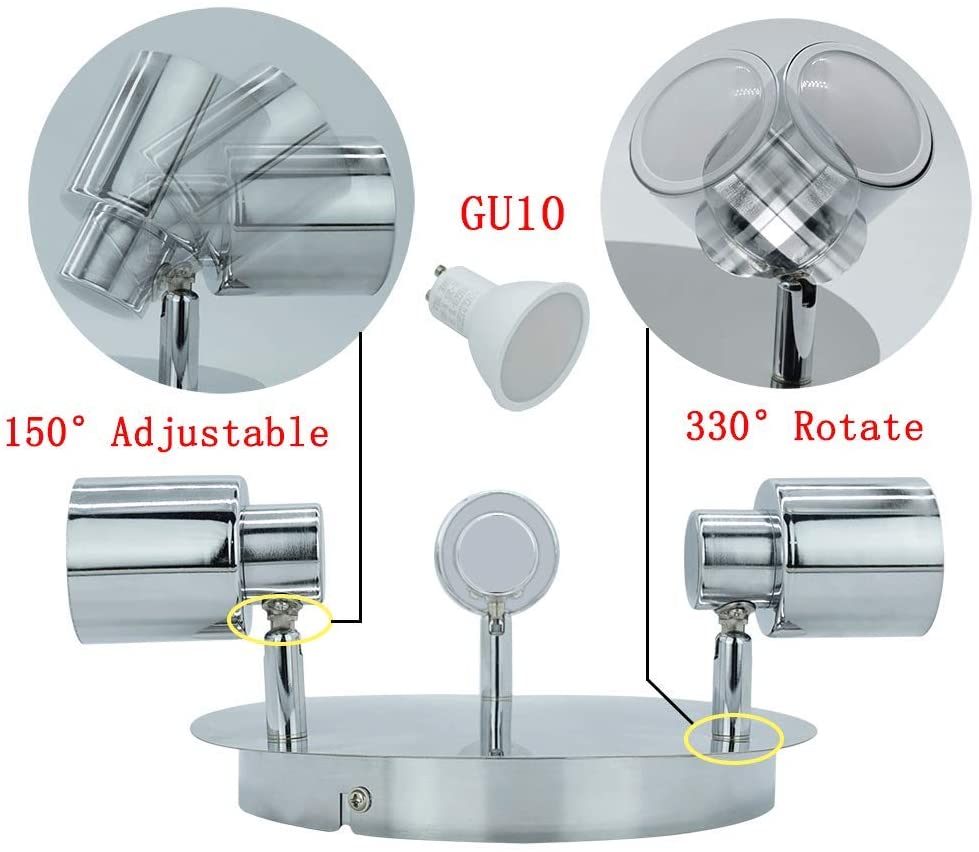 Depuley Modern 3-Light Adjustable Track Lighting Kit with GU10 LED Bulbs - Multi-Directional Ceiling Fixture in Warm White & Polished Chrome - Perfect for Living Rooms, Kitchens, and Retail Spaces
