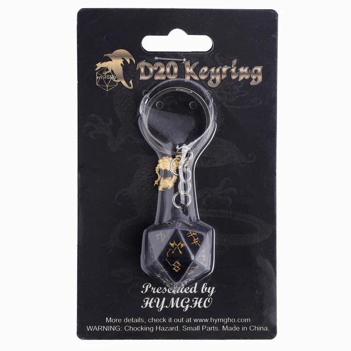 Barbarian Black & Gold Metal D20 Keychain - Perfect for Tabletop RPG Games, Dungeons & Dragons Accessories, Gamer Gifts & Fantasy Loot Collection
