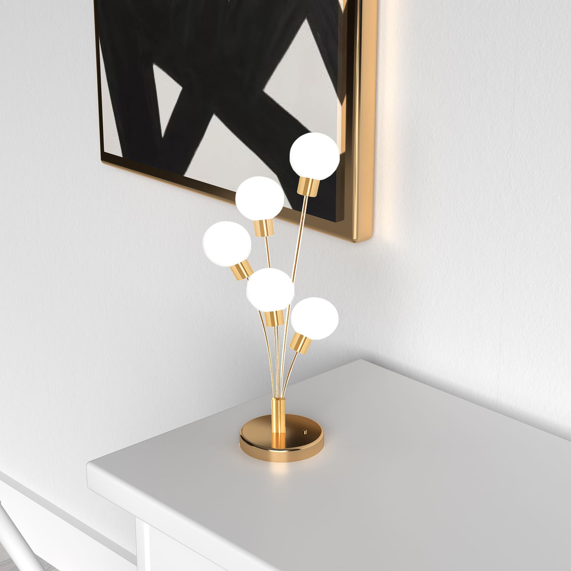 Dainolite DAIN306T-AGB Modern 5-Light Close-to-Ceiling Fixture in Brass - Perfect for Dining Room, Kitchen or Bedroom Lighting
